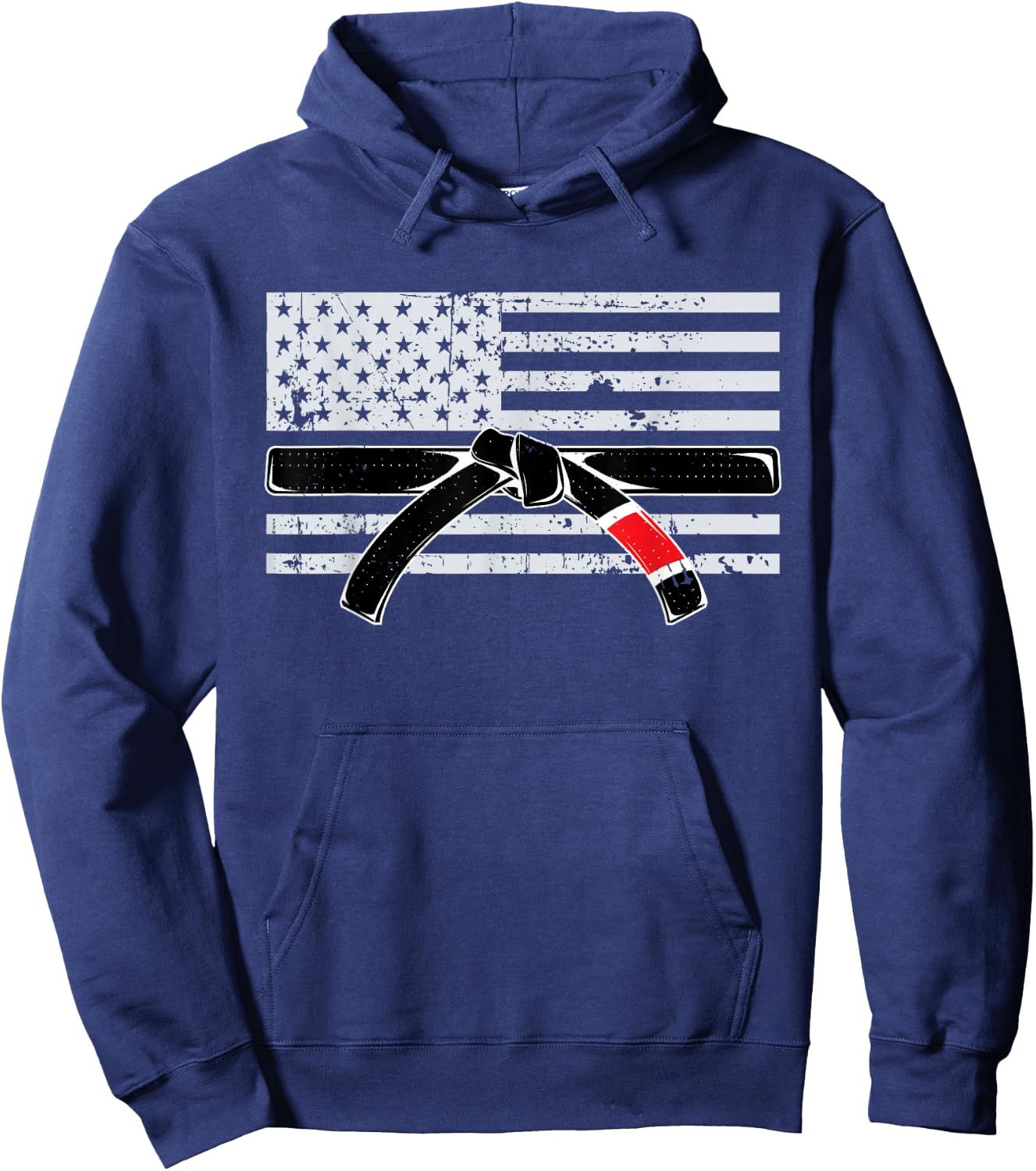 American Flag Jiu Jitsu Black Belt Ranking BJJ Jiujitsu Gift Hoodie - Hoodie | Navy