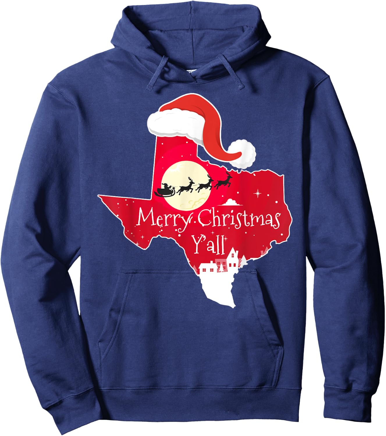 Texas Christmas Merry Christmas Y'all TX Santa Shirt Hoodie - Hoodie | Navy
