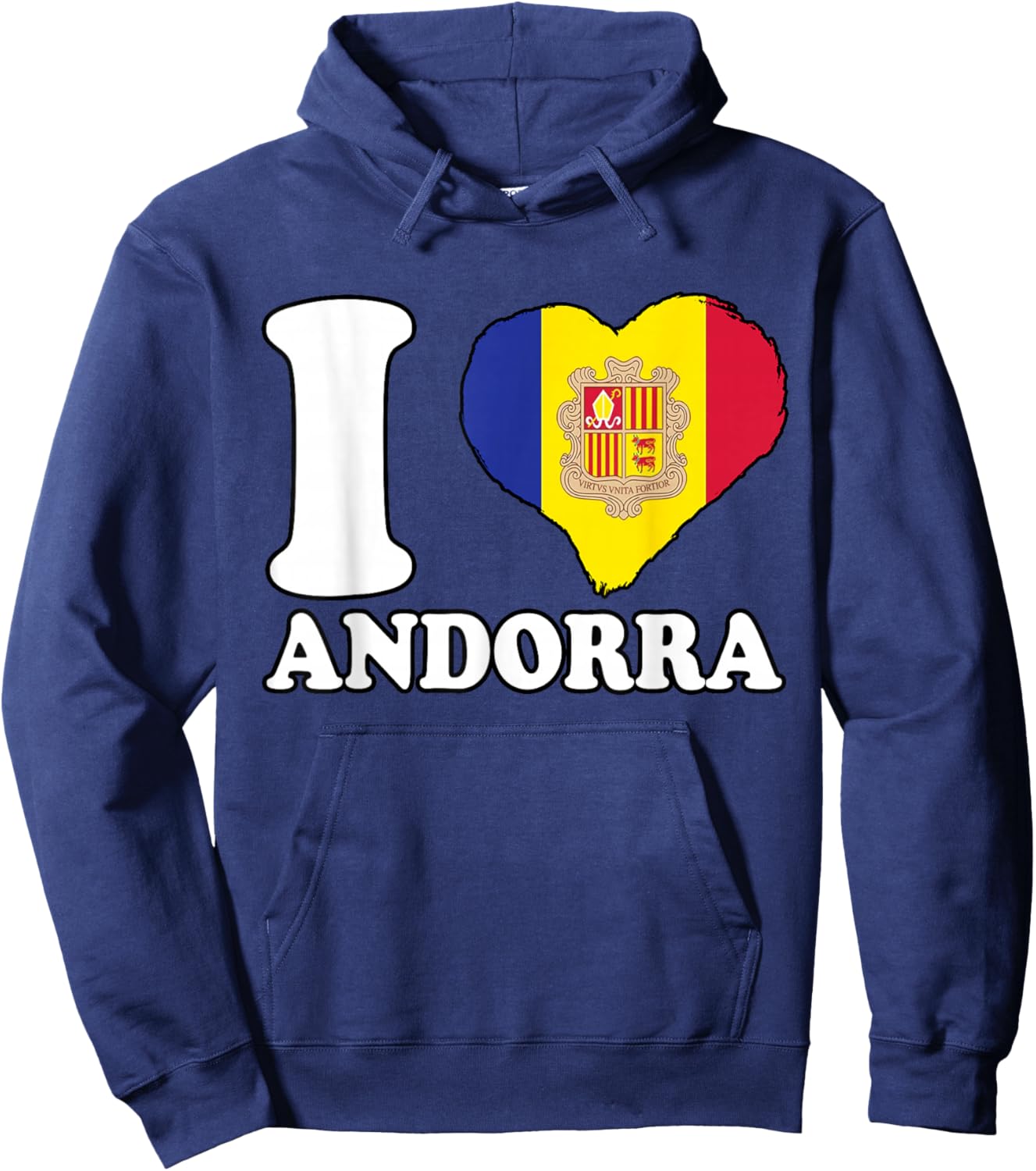 I Love Andorra Andorran Flag Heart Andorran Roots Andorra Hoodie - Hoodie | Navy