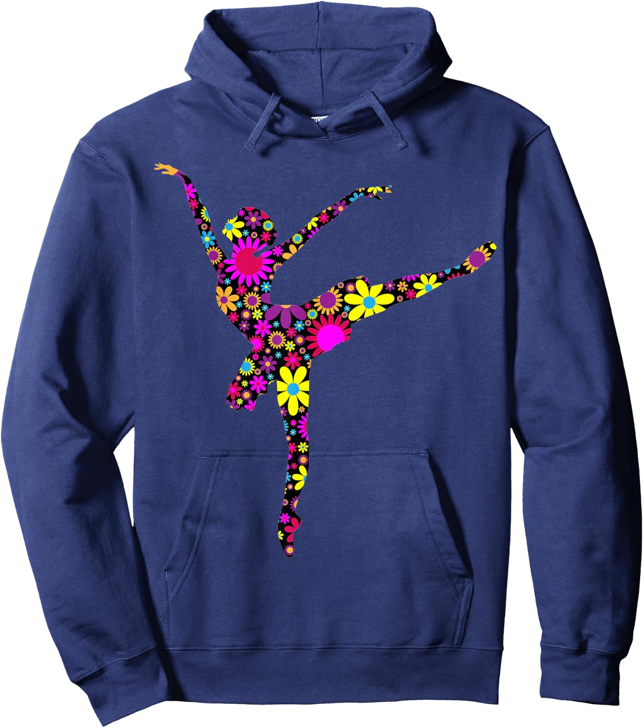 Colorful Flower Ballerina Girl | Gift Ballet Hoodie - Hoodie | Navy
