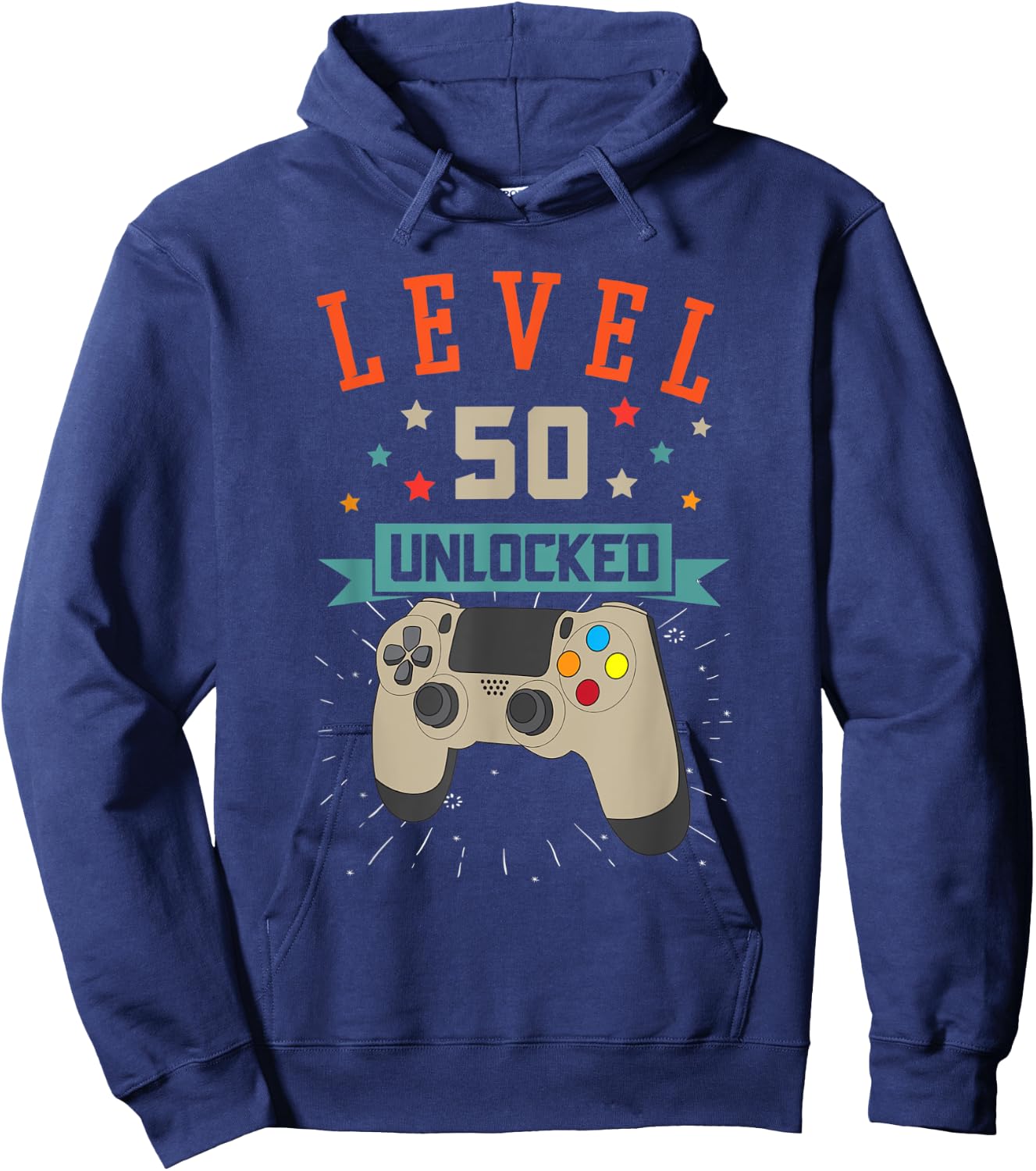 Level 50 Unlocked Gamer 50th Years Old Birthday Hoodie - Hoodie | Navy