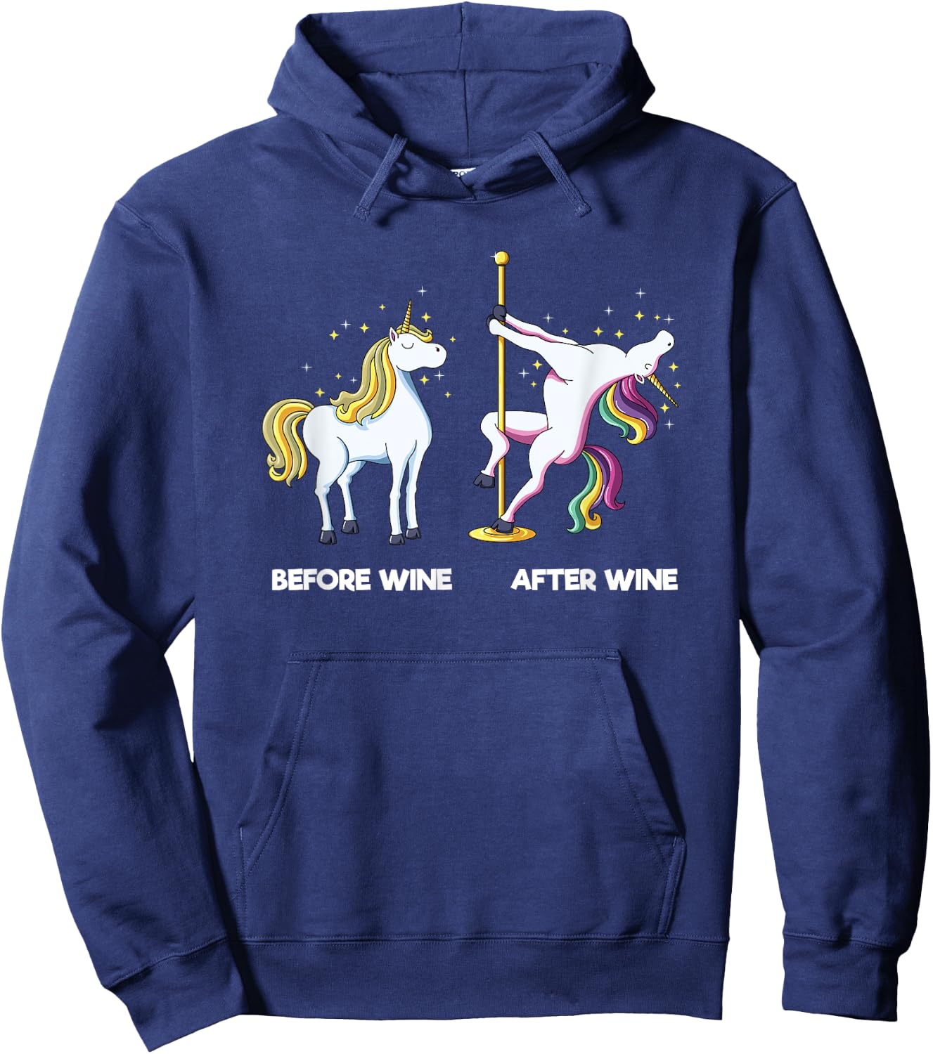 Funny Unicorn Before Wine After Wine design Dancing Pole Hoodie - Hoodie | Navy