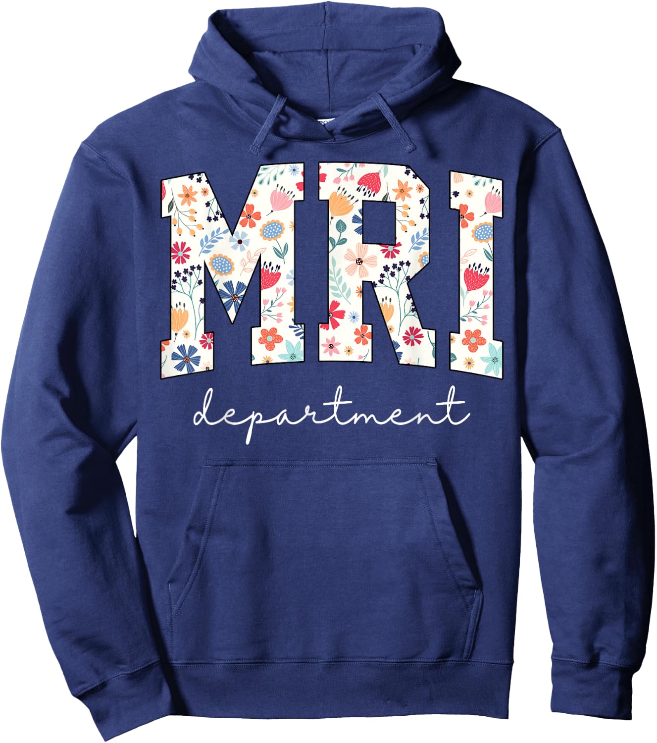 Groovy Floral MRI Department Radiology Department RAD Tech Hoodie - Hoodie | Navy
