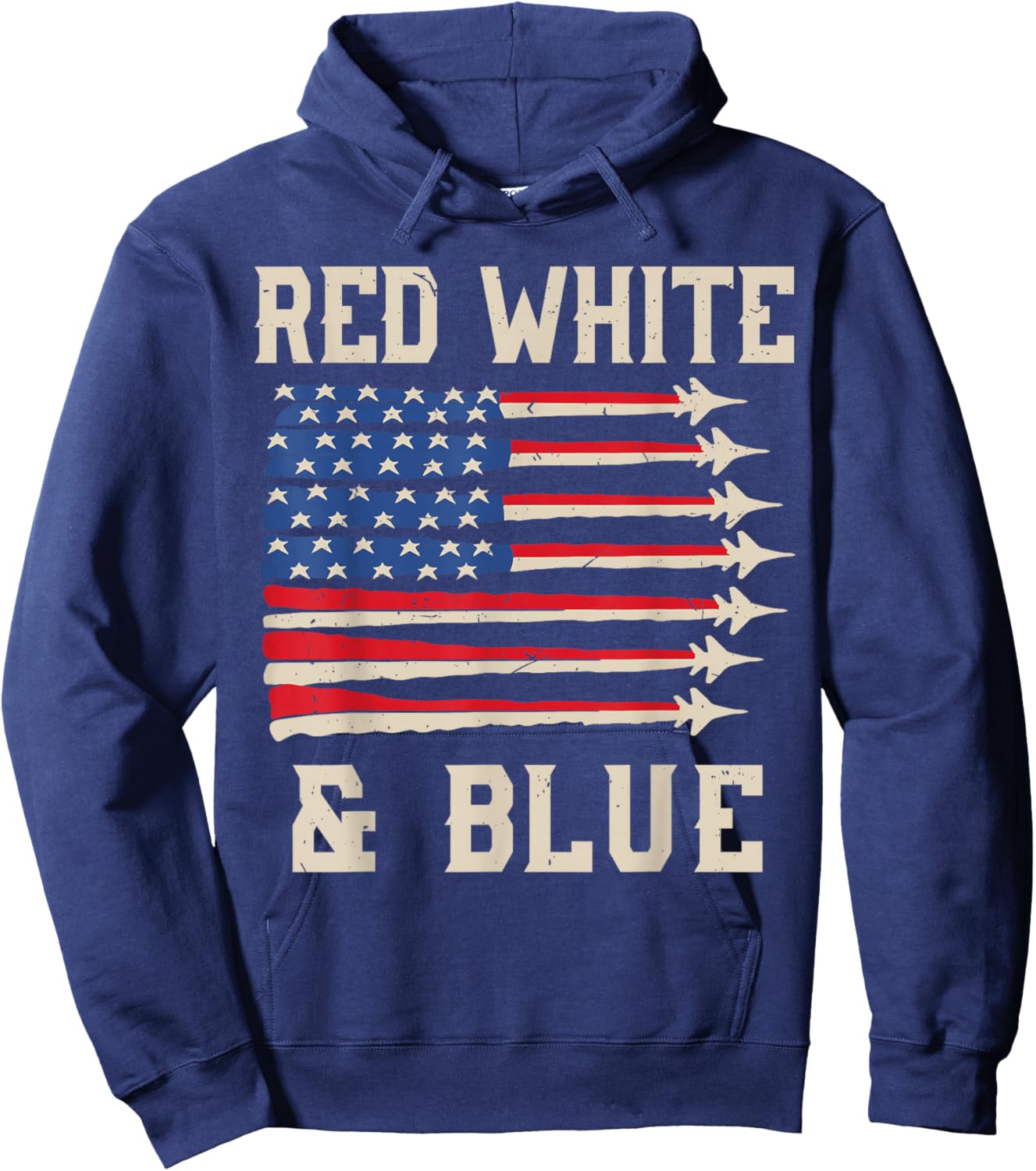 Red White & Blue 4th July Fighter Jet Boy Toddler Patriotic Hoodie - Hoodie | Navy
