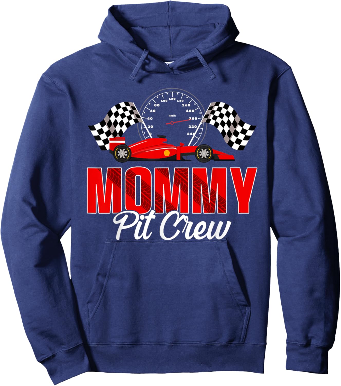 Race Car Birthday Party Racing Family Mommy Pit Crew Hoodie - Hoodie | Navy