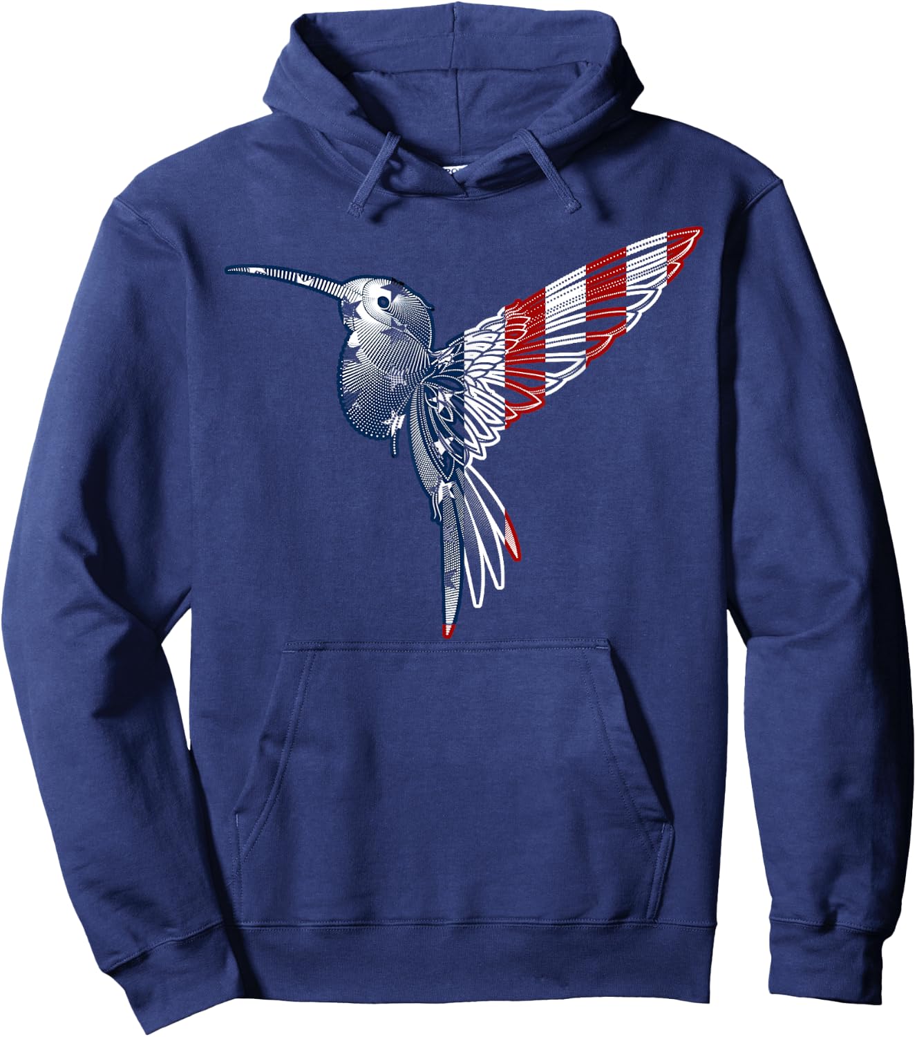 USA American Flag Dot Art Cute Bird Hummingbird 4th of July Hoodie - Hoodie | Navy