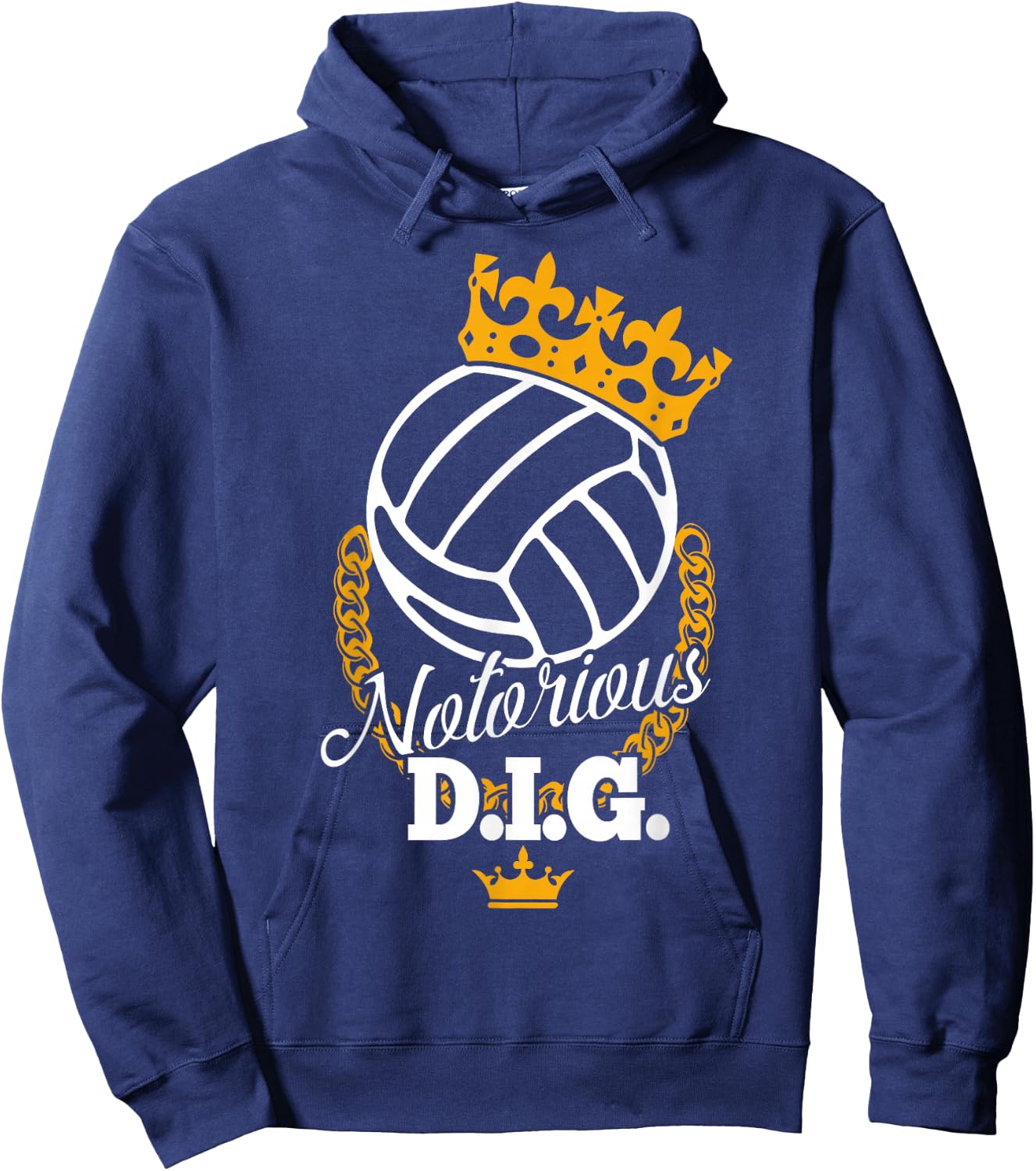 Funny Vollyball Team - Notorious DIG Crown Pun Hoodie - Hoodie | Navy