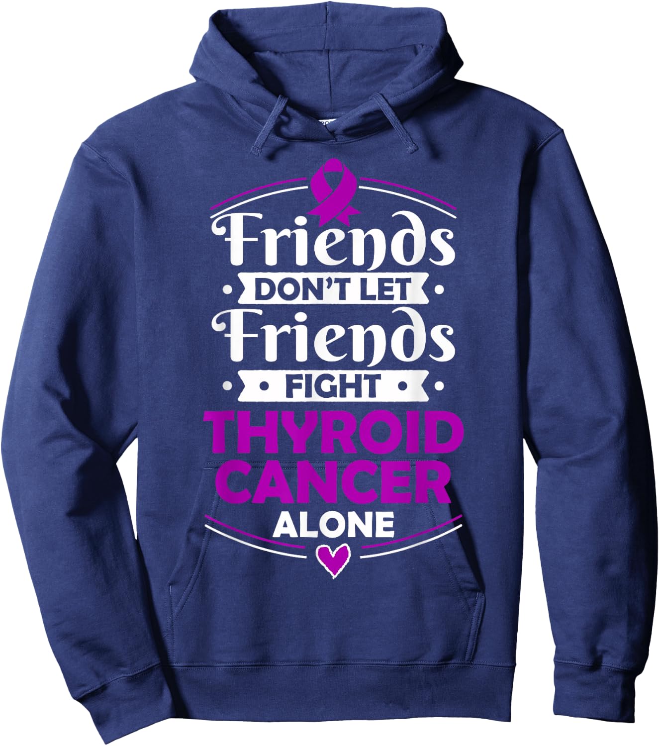 Purple Awareness Ribbon - Gift Thyroid Cancer Patients Hoodie - Hoodie | Navy