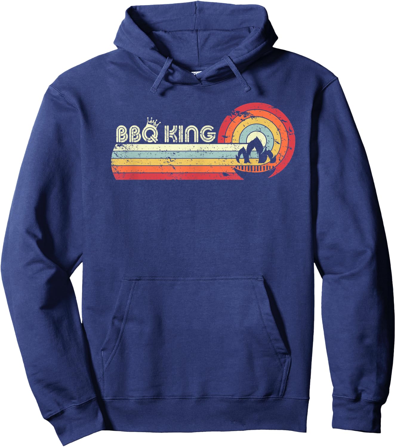 BBQ King Shirt. Retro Style Barbecue Hoodie - Hoodie | Navy