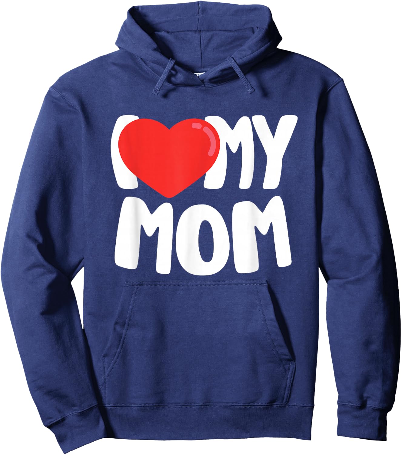 I Love My Mom with Large Red Heart Hoodie - Hoodie | Navy