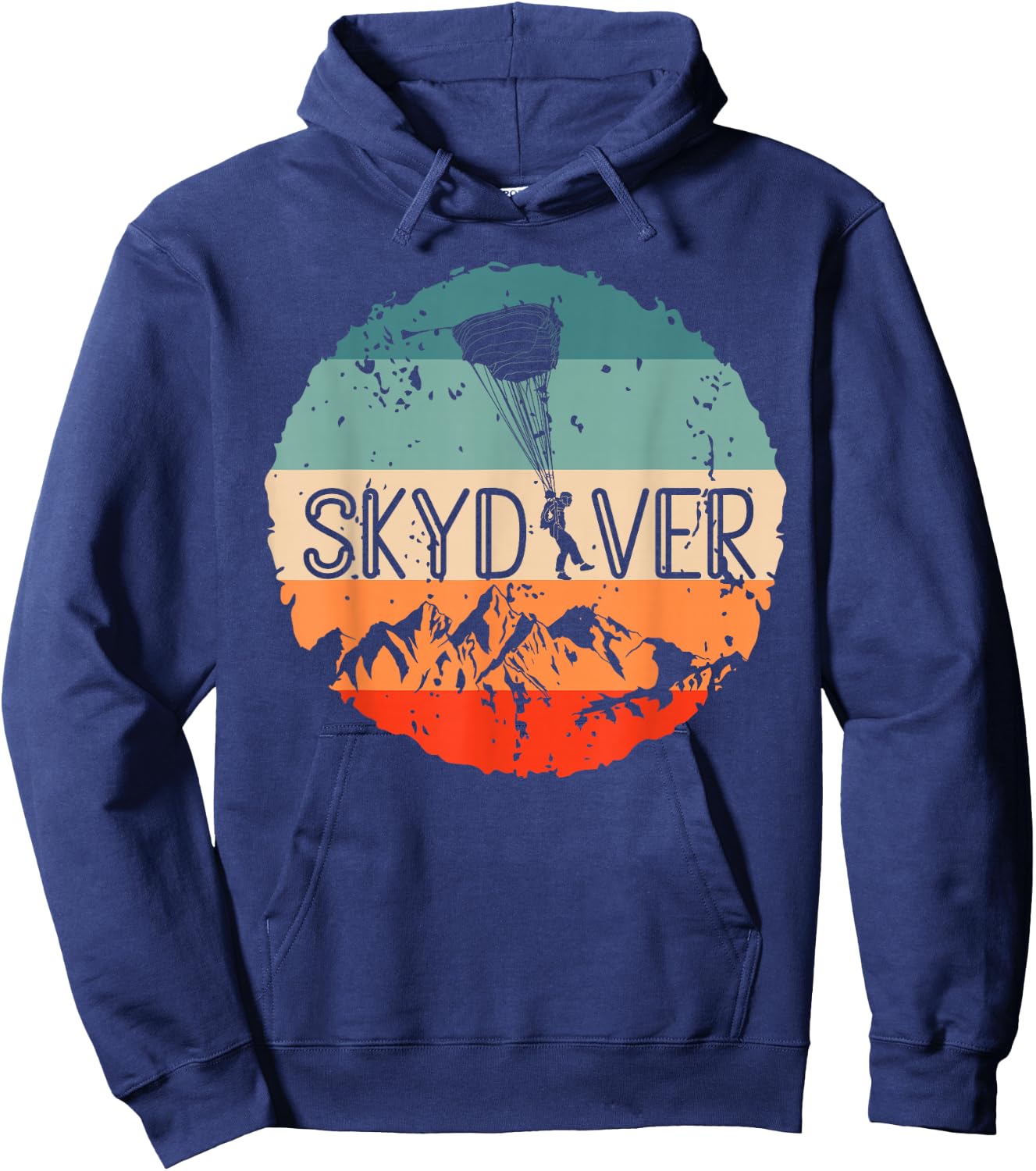 Retro Vintage Skydiver Skydiving Parachuting Fan Skydiving Hoodie - Hoodie | Navy
