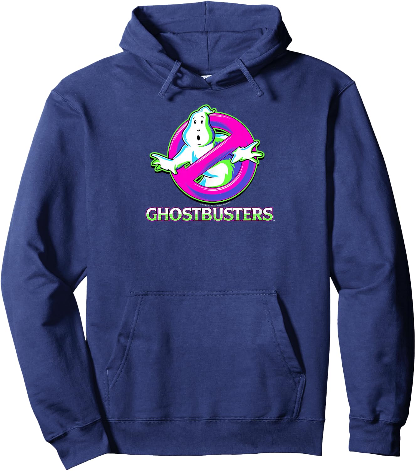 Ghostbusters Colorful Arcade Style Logo Retro Movie Hoodie - Hoodie | Navy