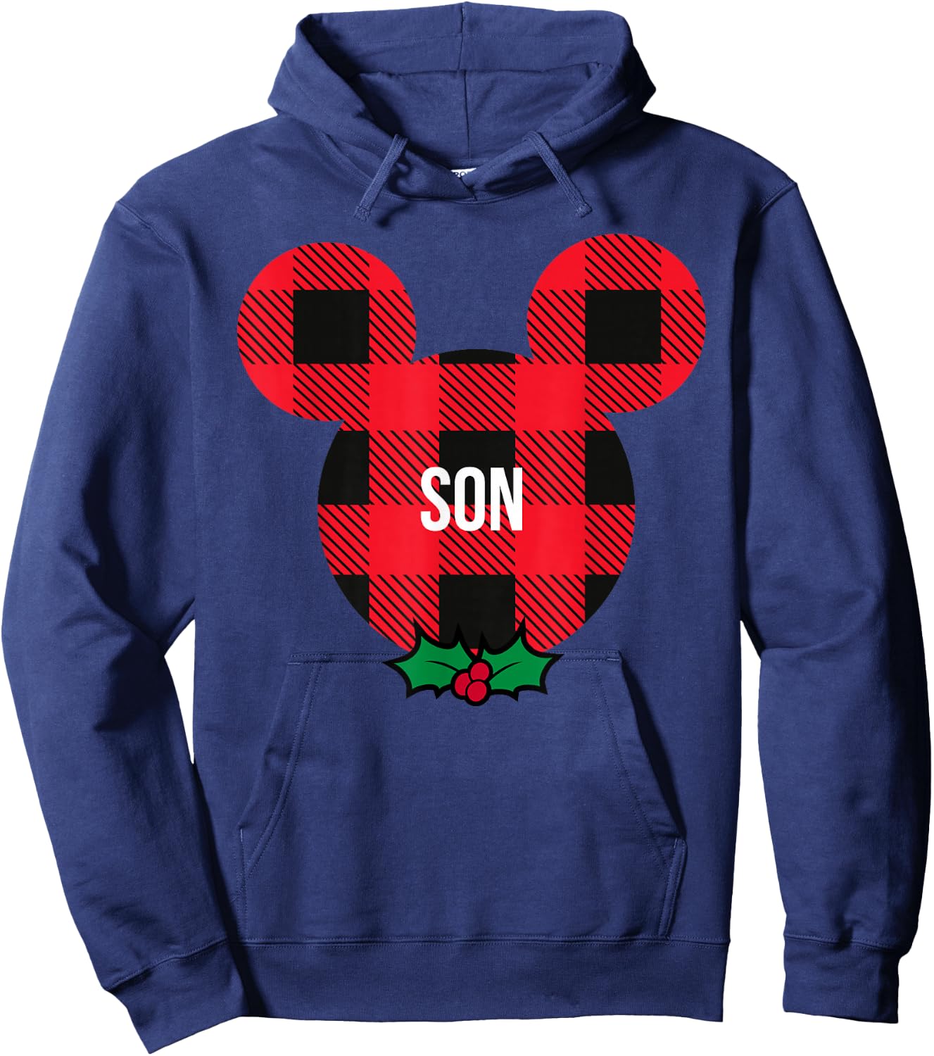 Disney Mickey Mouse Family Matching Holiday Plaid Son Hoodie - Hoodie | Navy