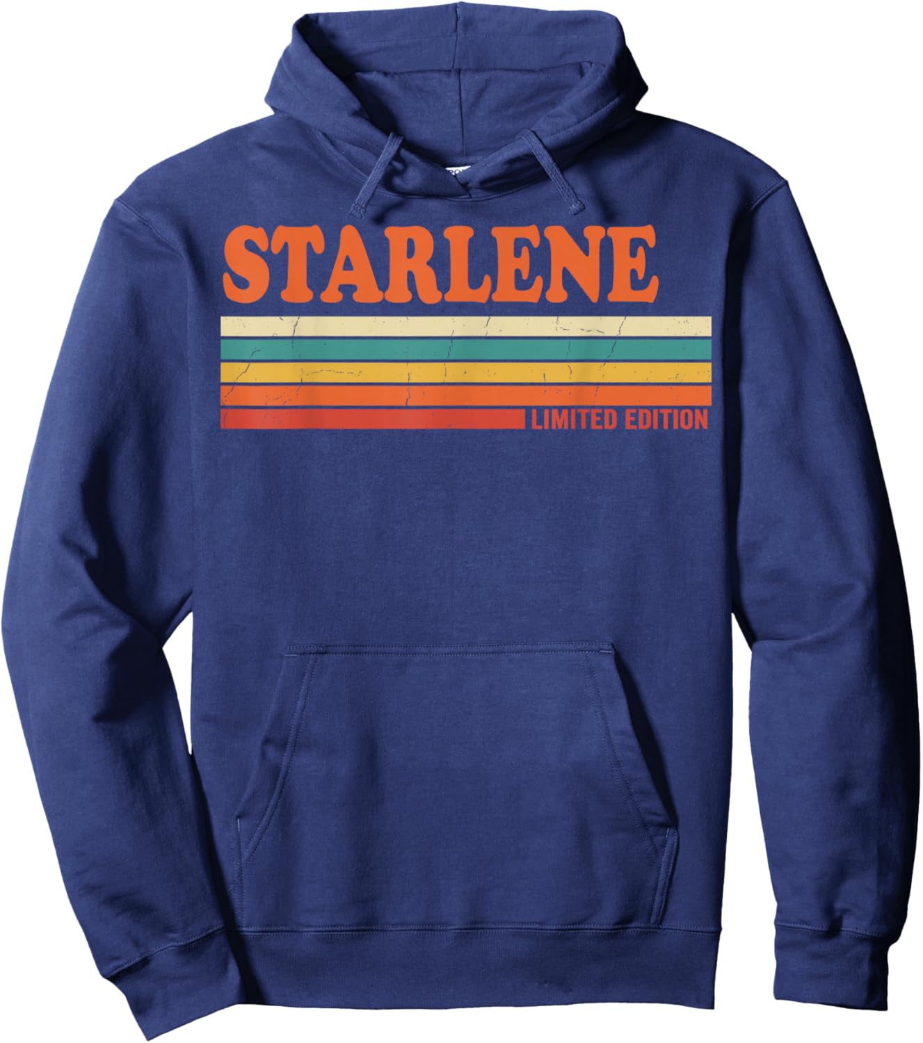 Starlene Retro Personalized First Name Vintage Stripes Hoodie - Hoodie | Navy