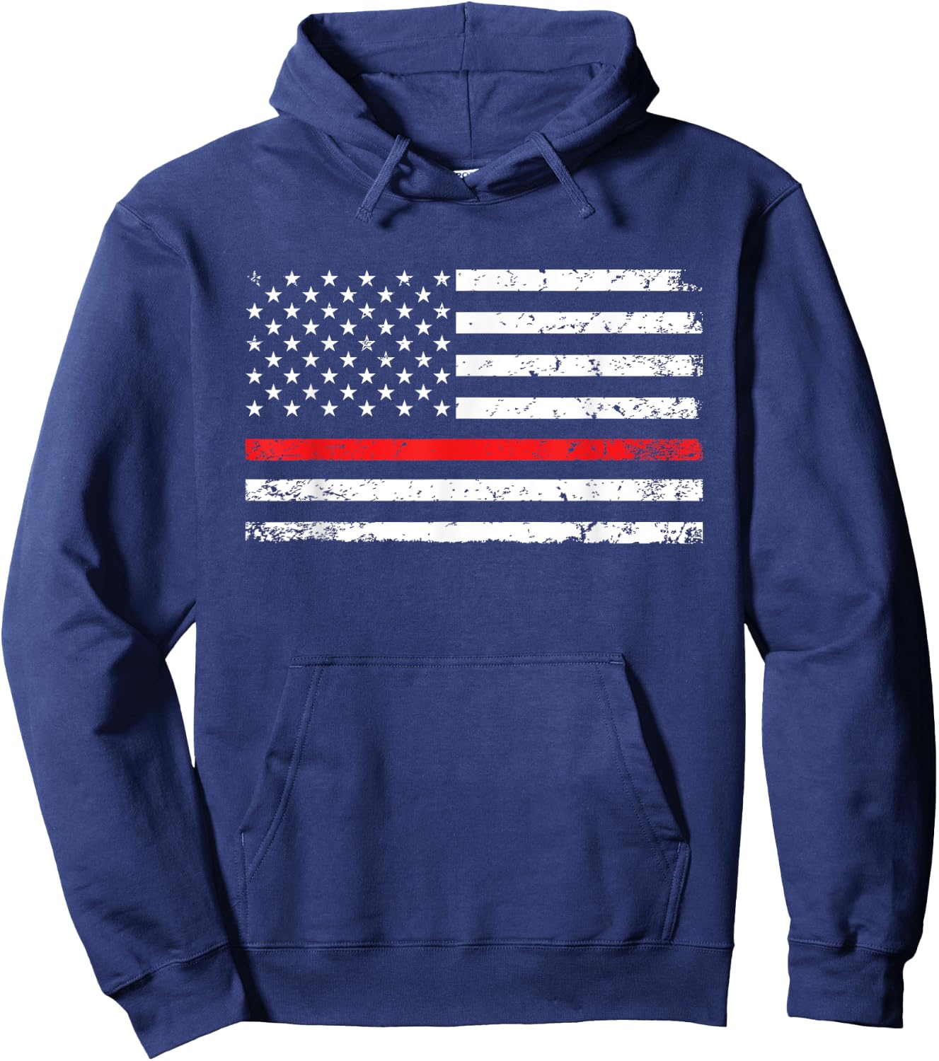 Thin Red Line American Flag Firefighter Gift Hoodie - Hoodie | Navy