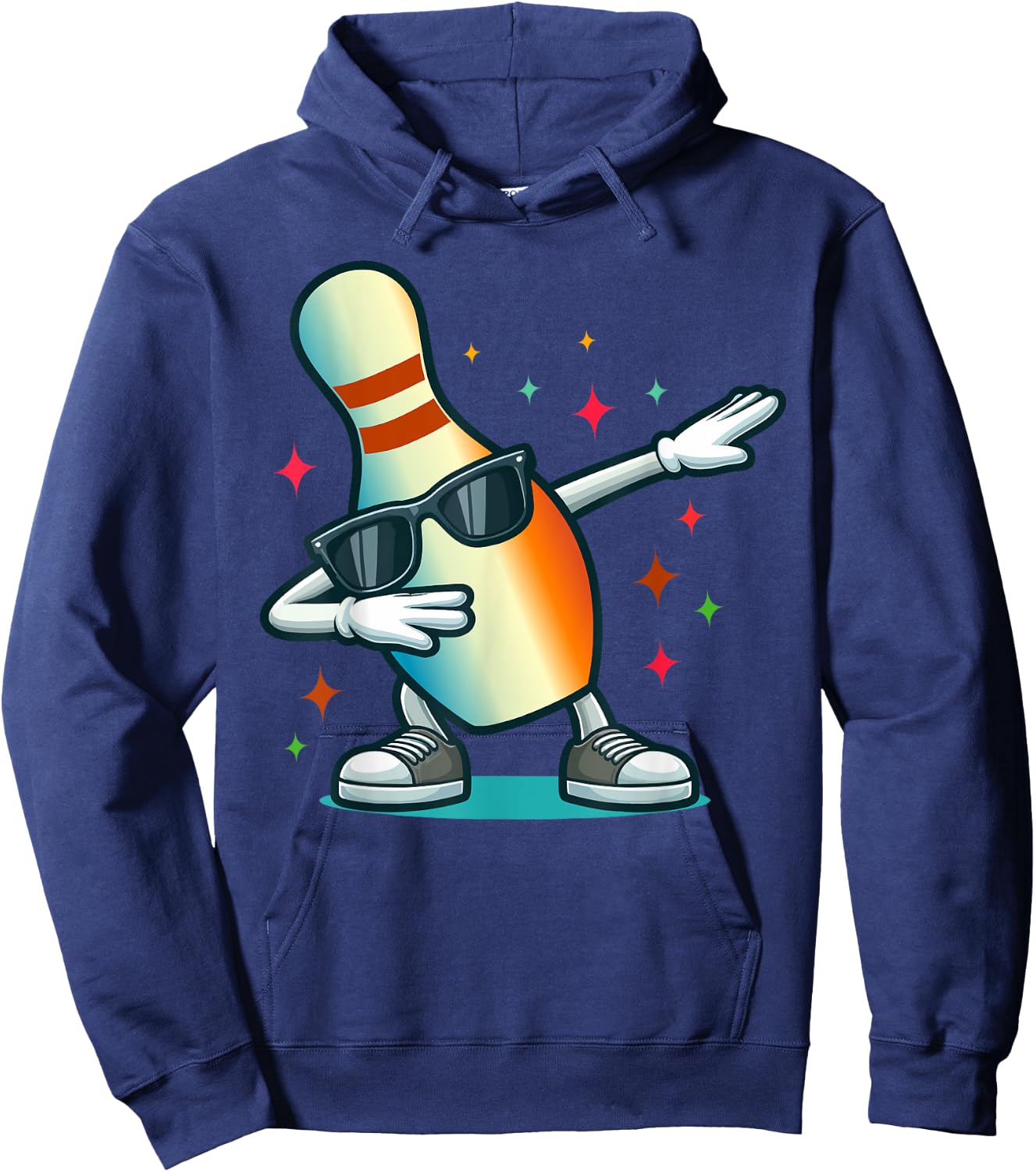 Bowling Pin Dabbing Sunglasses Bowler Player Kids Boys Men Hoodie - Hoodie | Navy