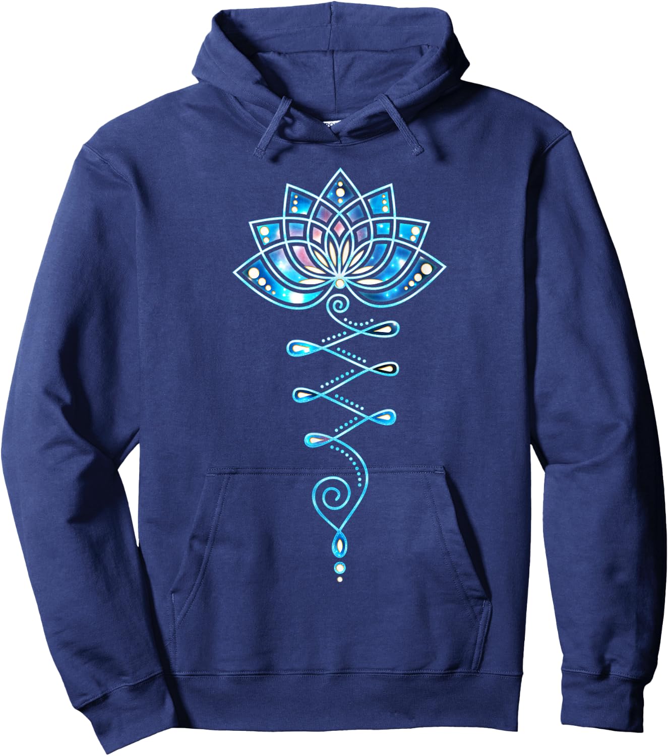 Lotus Flower Unalome Yoga Meditation Awareness Zen Hoodie - Hoodie | Navy
