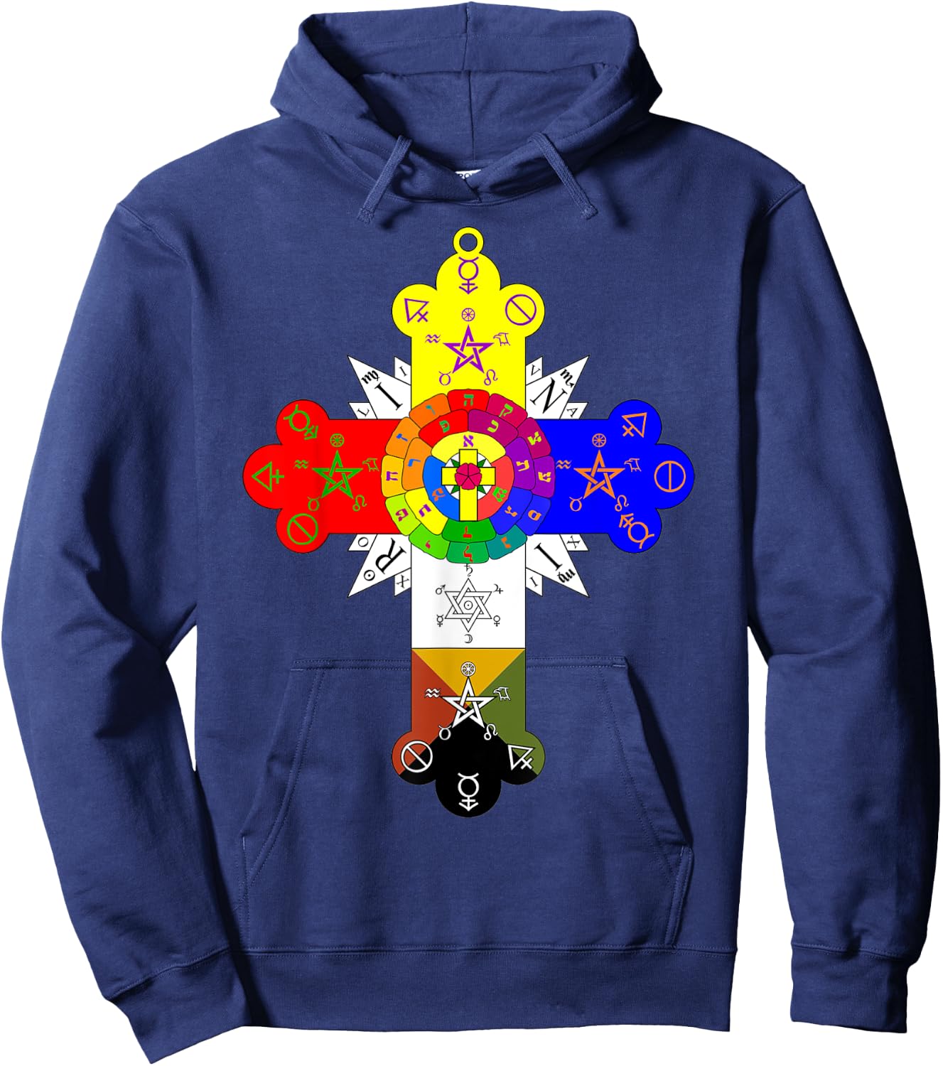 Rose Cross T Shirt Hoodie - Hoodie | Navy