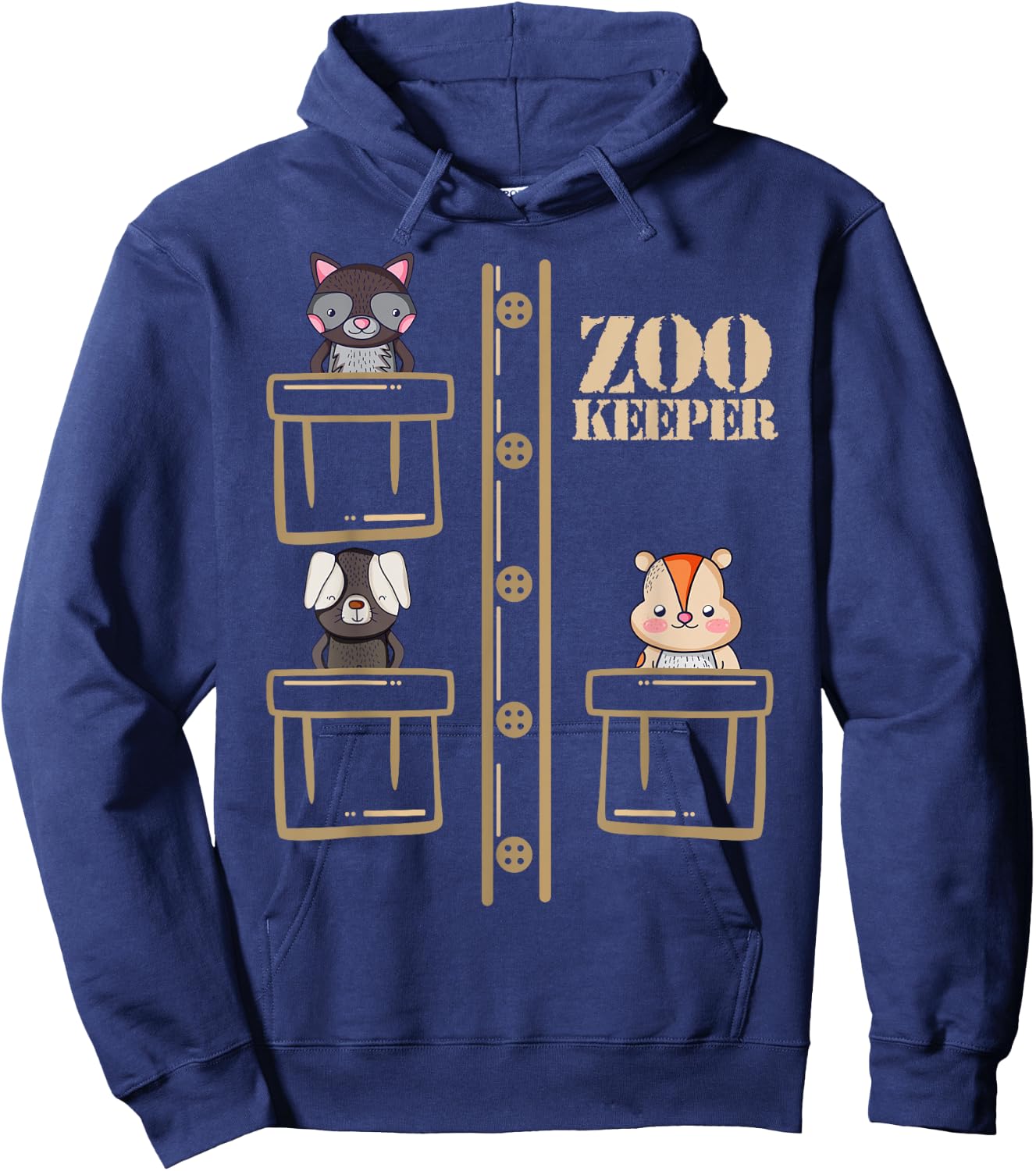 Zoo Keeper Halloween Safari Adult Men Women Costume Shirt Hoodie - Hoodie | Navy