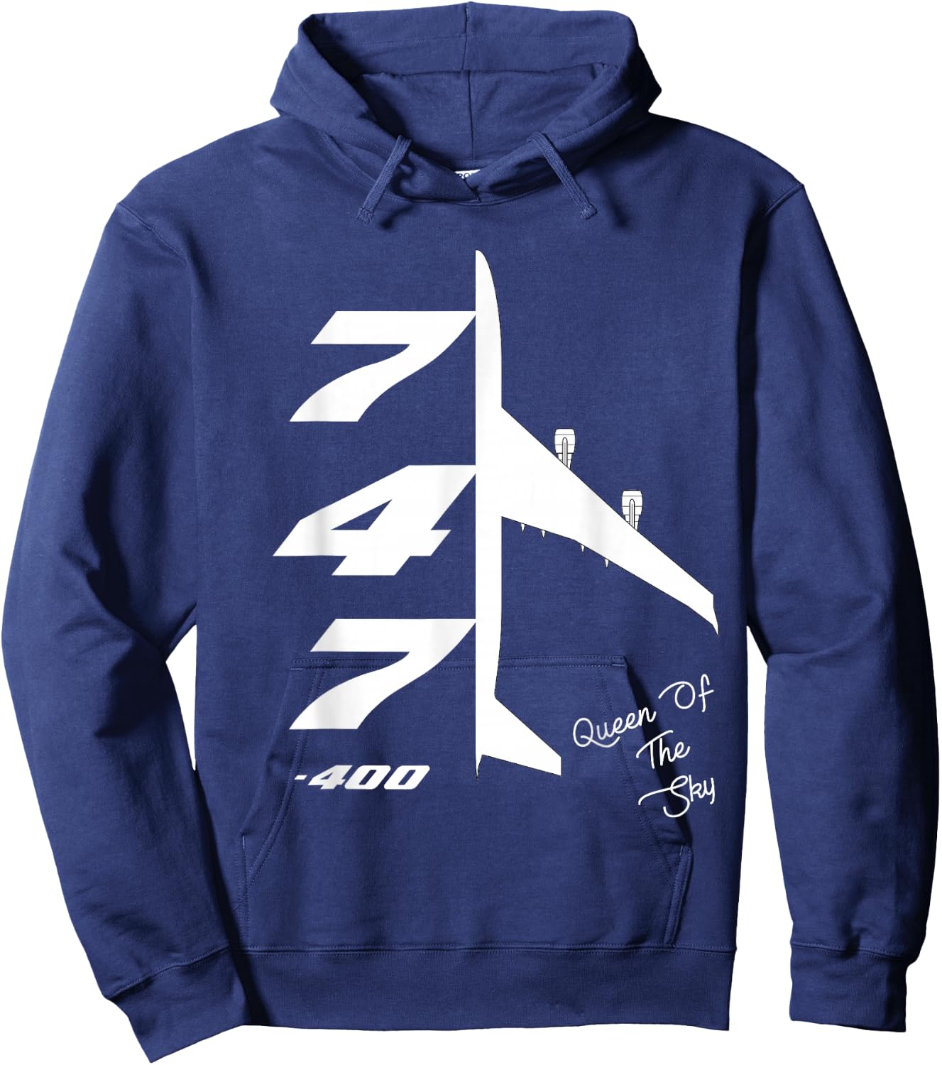 B747-400 Queen Of The Sky Jumbo Jet Airliner B744 Aircraft Hoodie - Hoodie | Navy