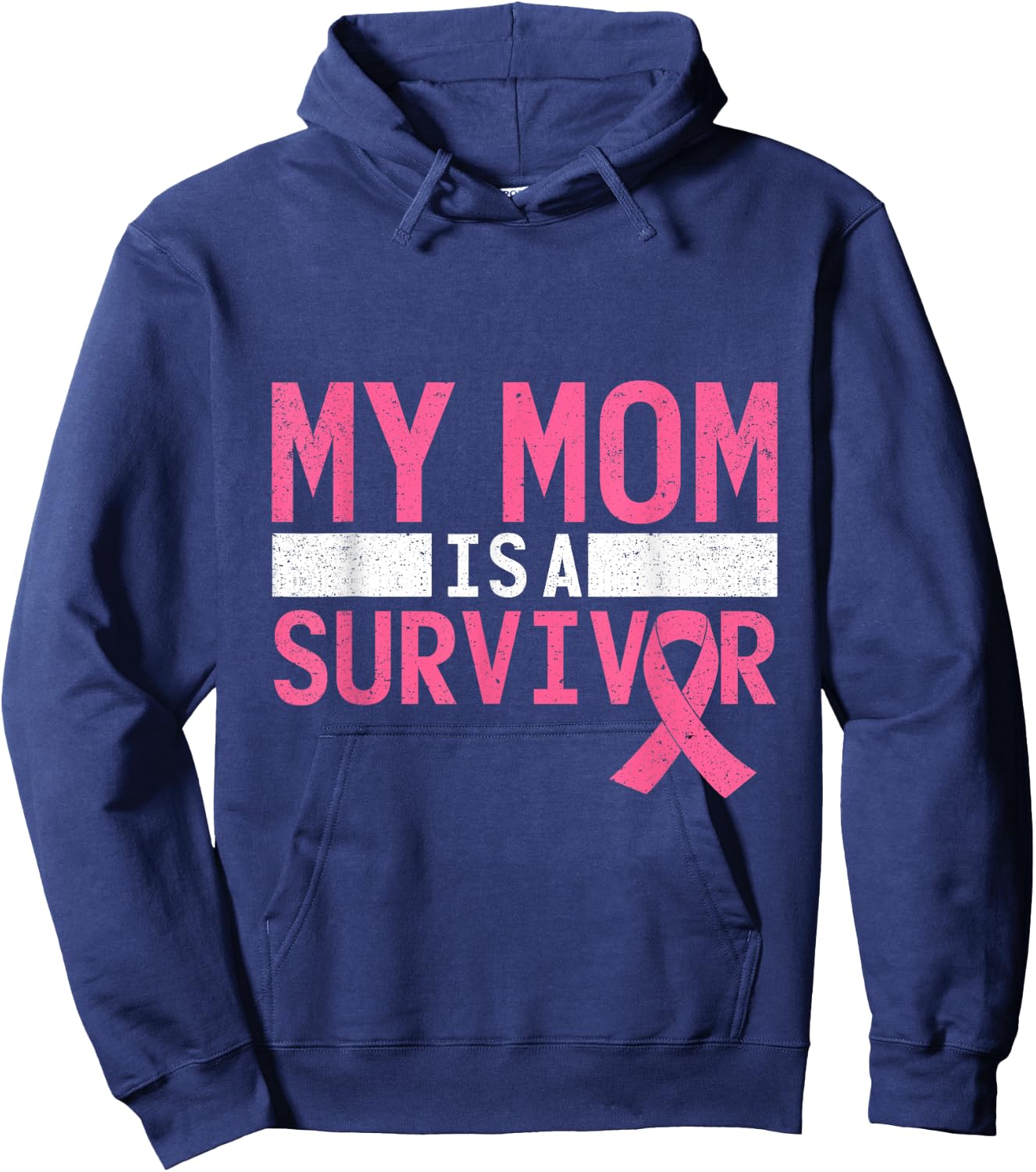 Pink Ribbon My Mom is a Breast Cancer Survivor Hoodie - Hoodie | Navy