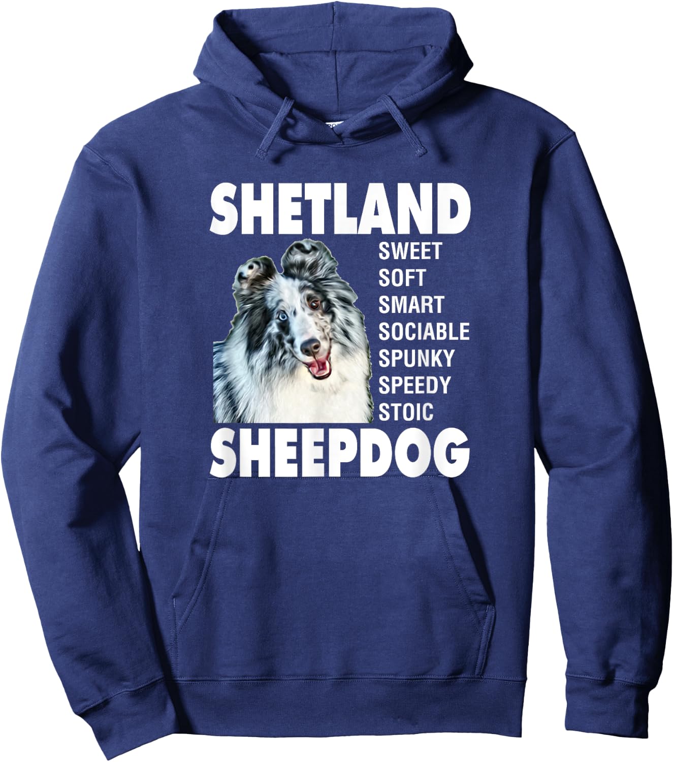 Shetland Sheepdog Sheltie Blue Merle Bi-Blue Sheltie Hoodie - Hoodie | Navy