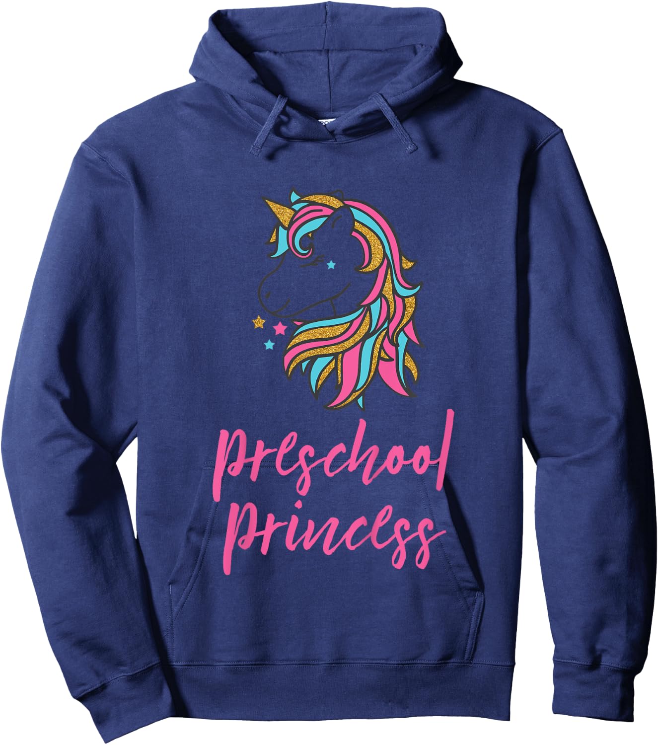 Kids Preschool Princess Unicorn Shirt for Girls, School Shirt Hoodie - Hoodie | Navy