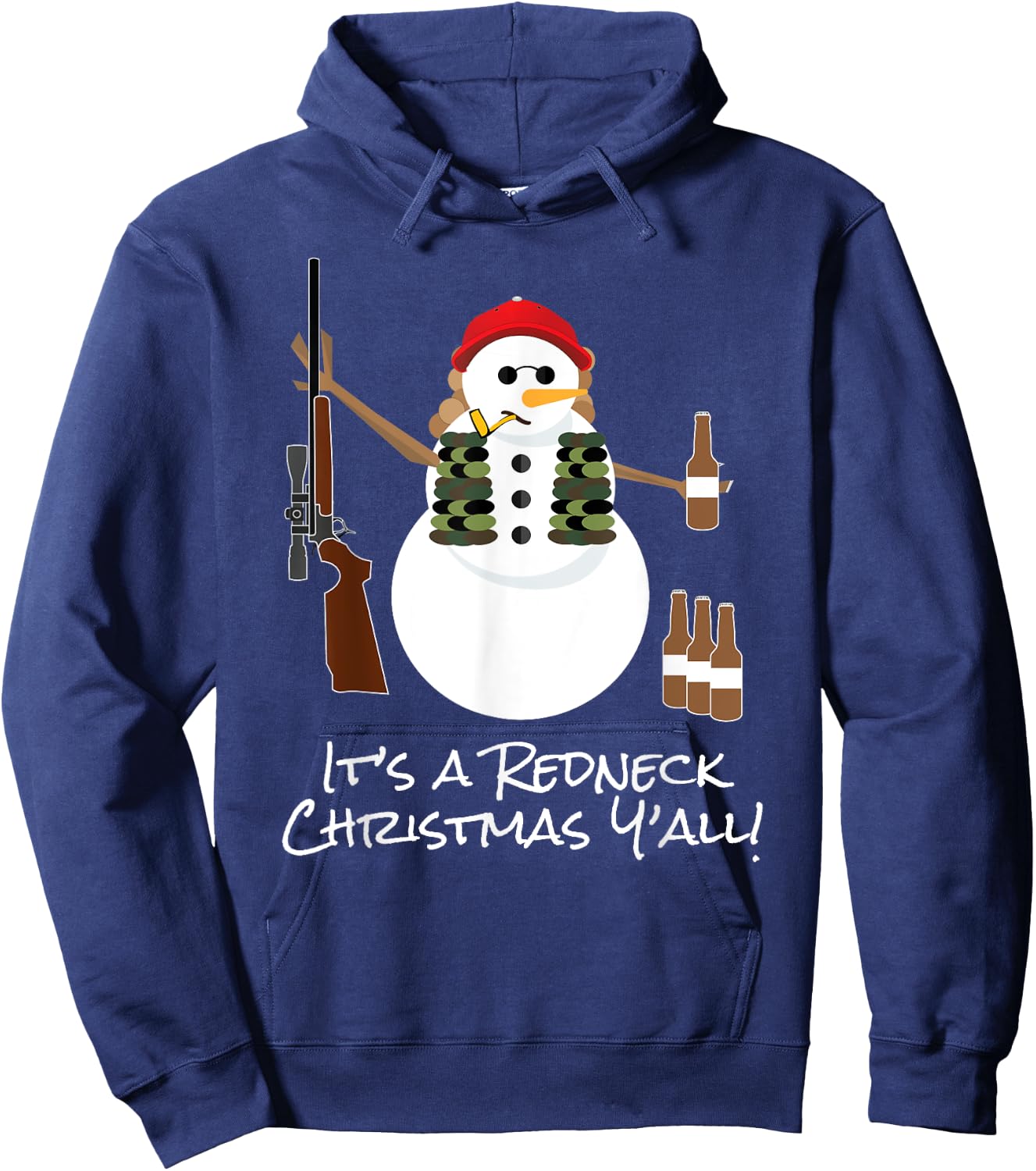 Funny Redneck Christmas Snowman Shirt Sarcastic Gift Hoodie - Hoodie | Navy