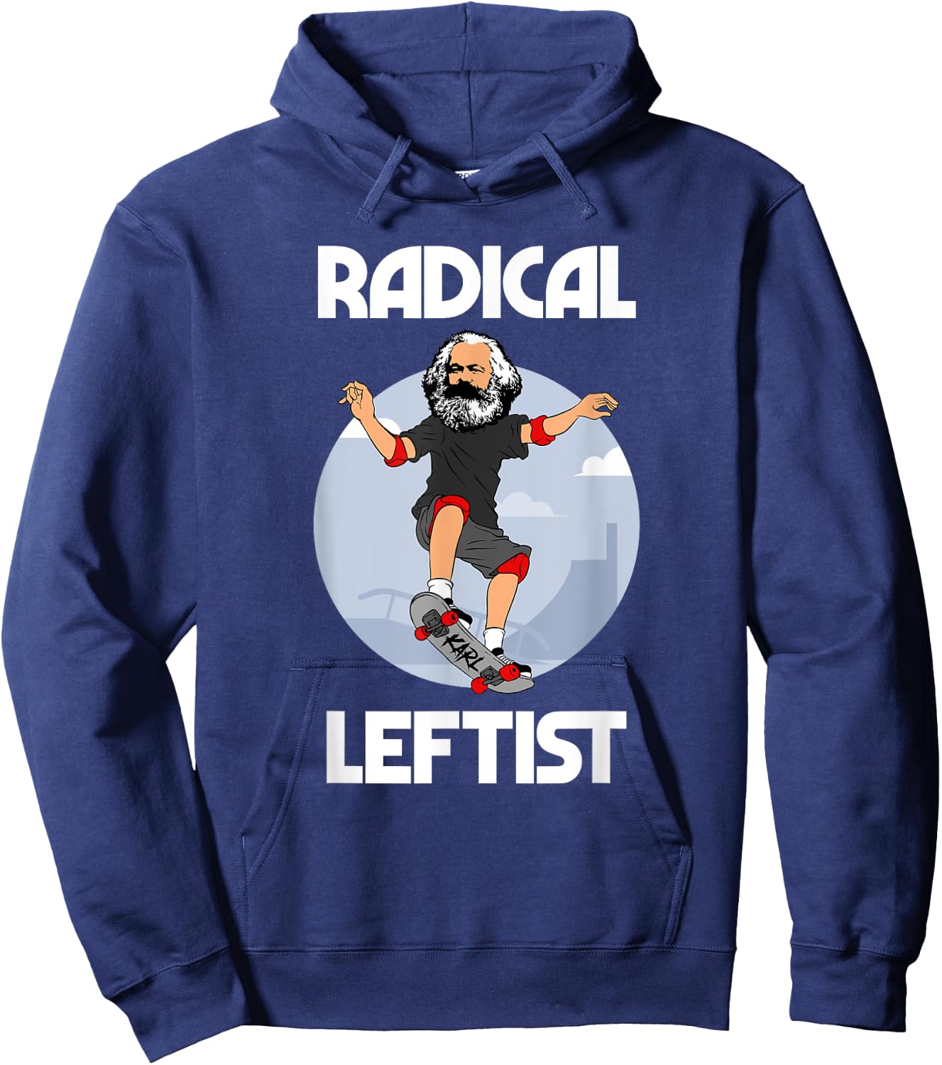 Karl Marx Skateboarding Radical Leftist Funny Marxist Hoodie - Hoodie | Navy