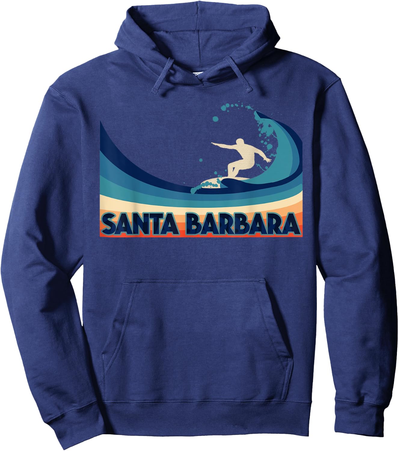 Santa Barbara Retro Surf Travel Souvenir Gift Hoodie - Hoodie | Navy