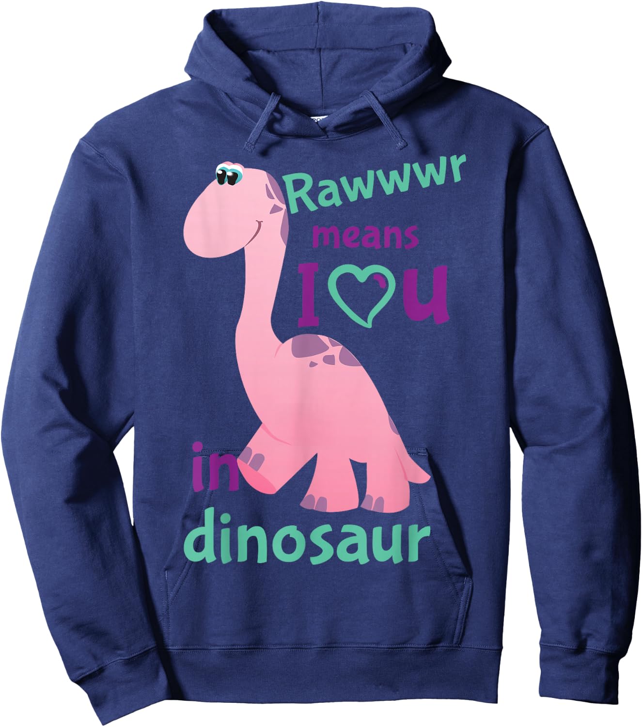 Lil' Stings Adult Baby I Love You Dinosaur ABDL Hoodie - Hoodie | Navy