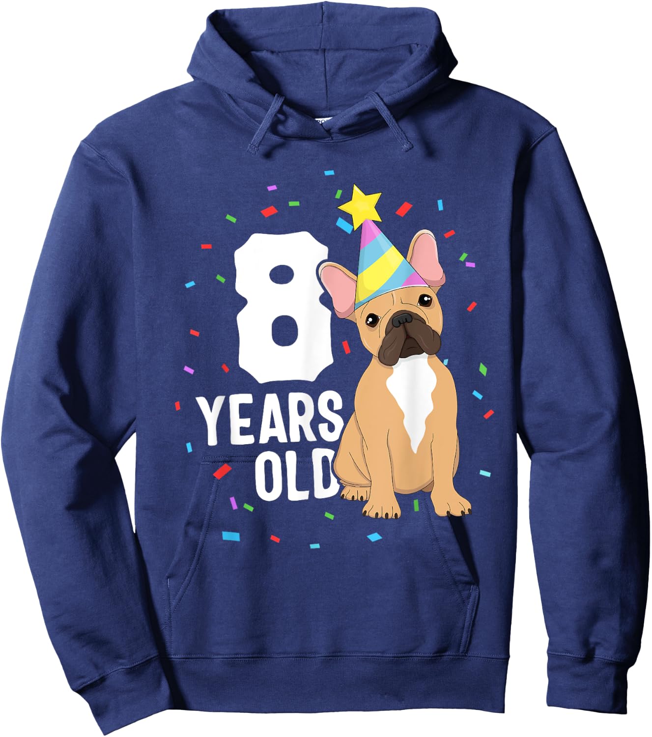 8 Years Old Birthday Outfit French Bulldog Dog Party 8th Women Kids Hoodie - Hoodie | Navy