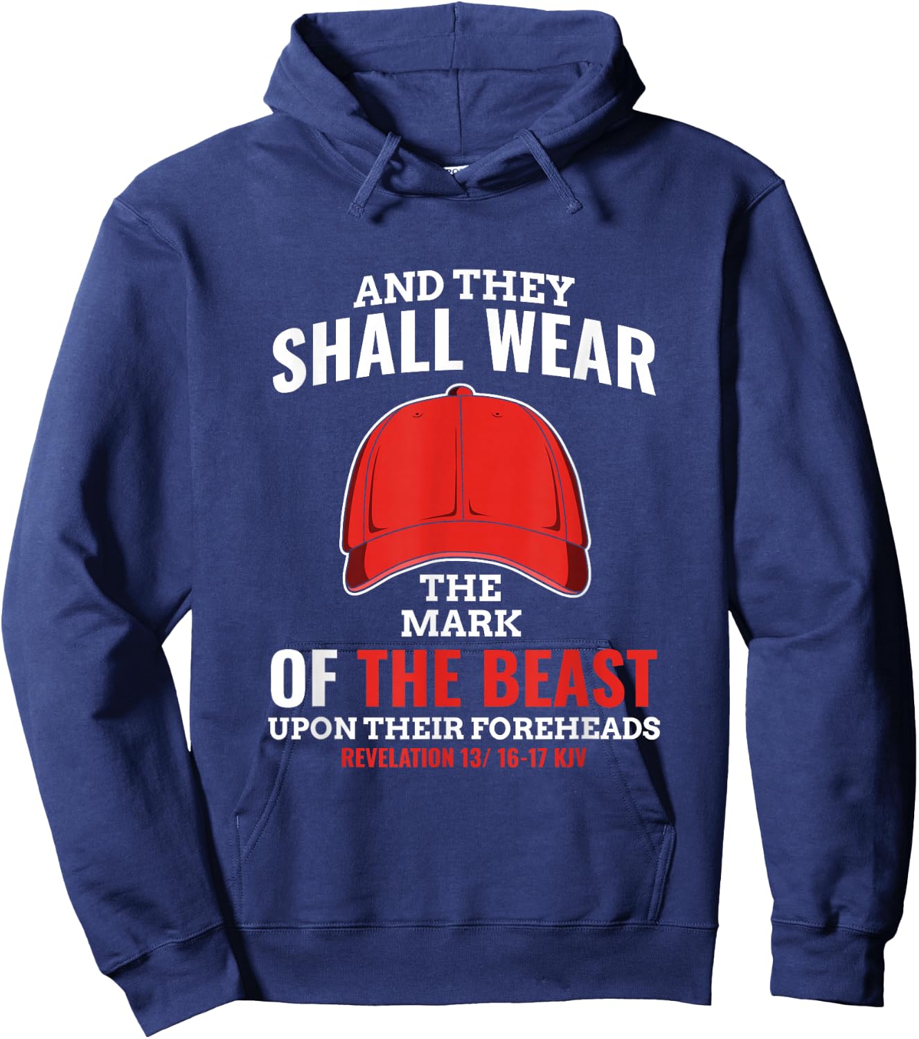 Funny Anti Trump Mark of The Beast Red Hat Liberal Gift Small Hoodie - Hoodie | Navy
