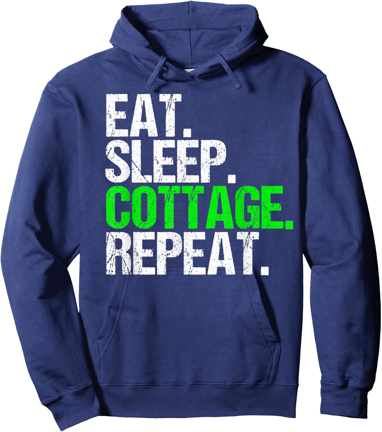 Vintage Eat Sleep Cottage Repeat Funny Hoodie - Hoodie | Navy