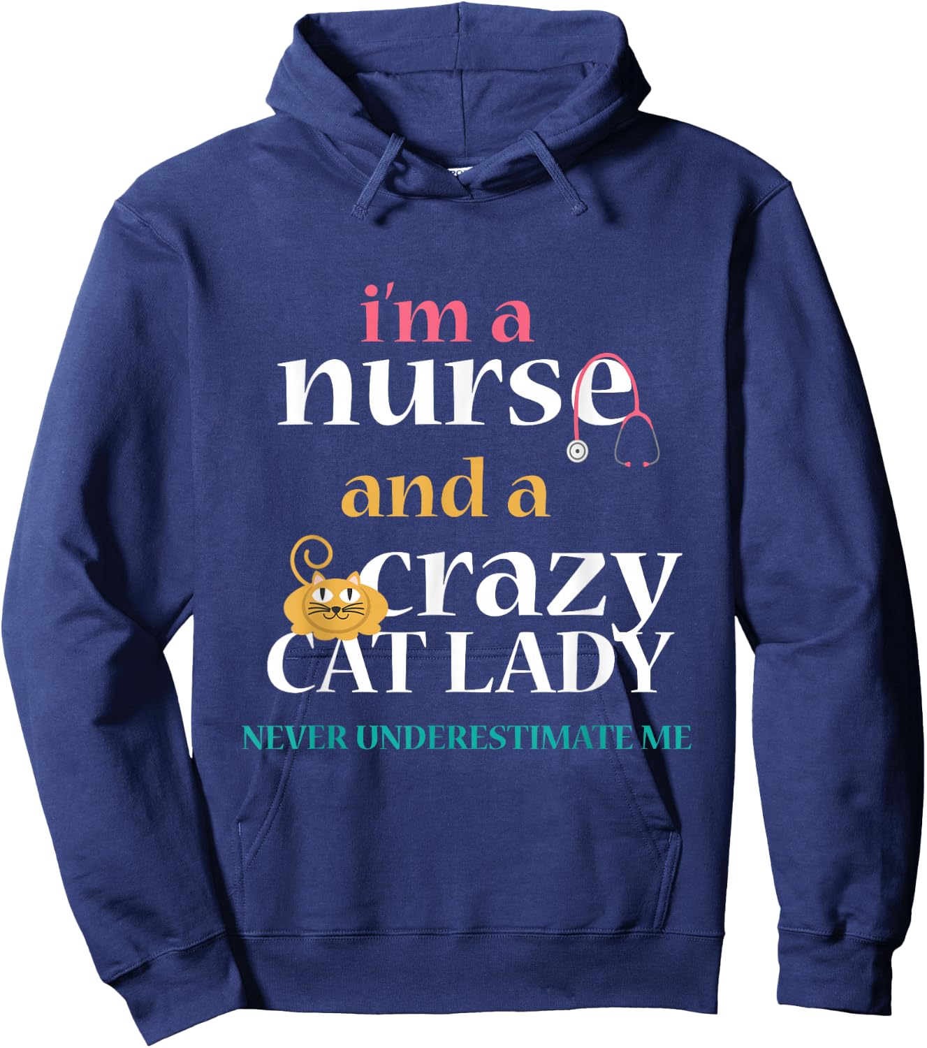 Nurse Cat Lady Funny LPN RN Registered Nursing Student Crazy Hoodie - Hoodie | Navy