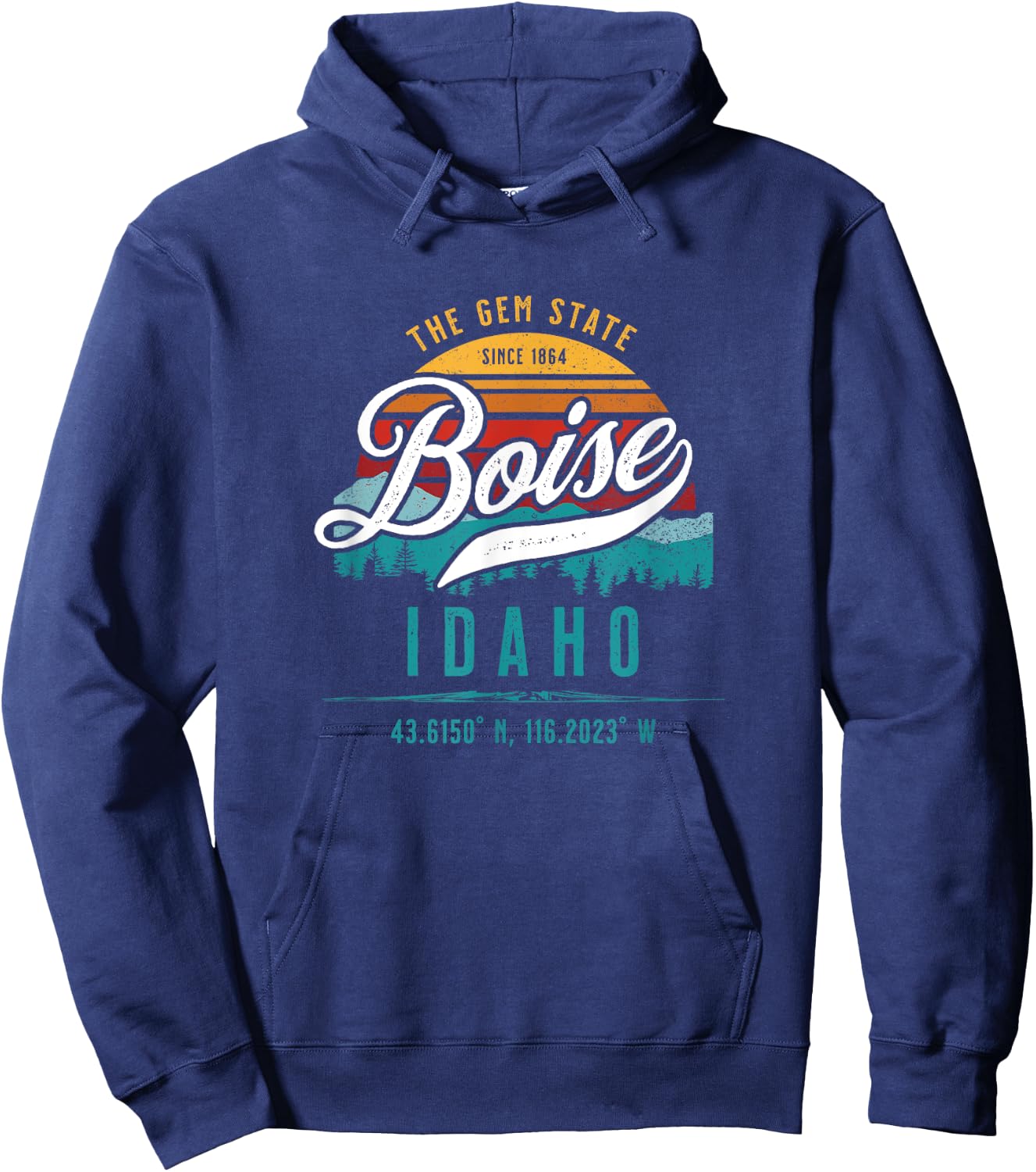 Boise Idaho ID USA Retro Sunset Novelty Souvenir Hoodie - Hoodie | Navy