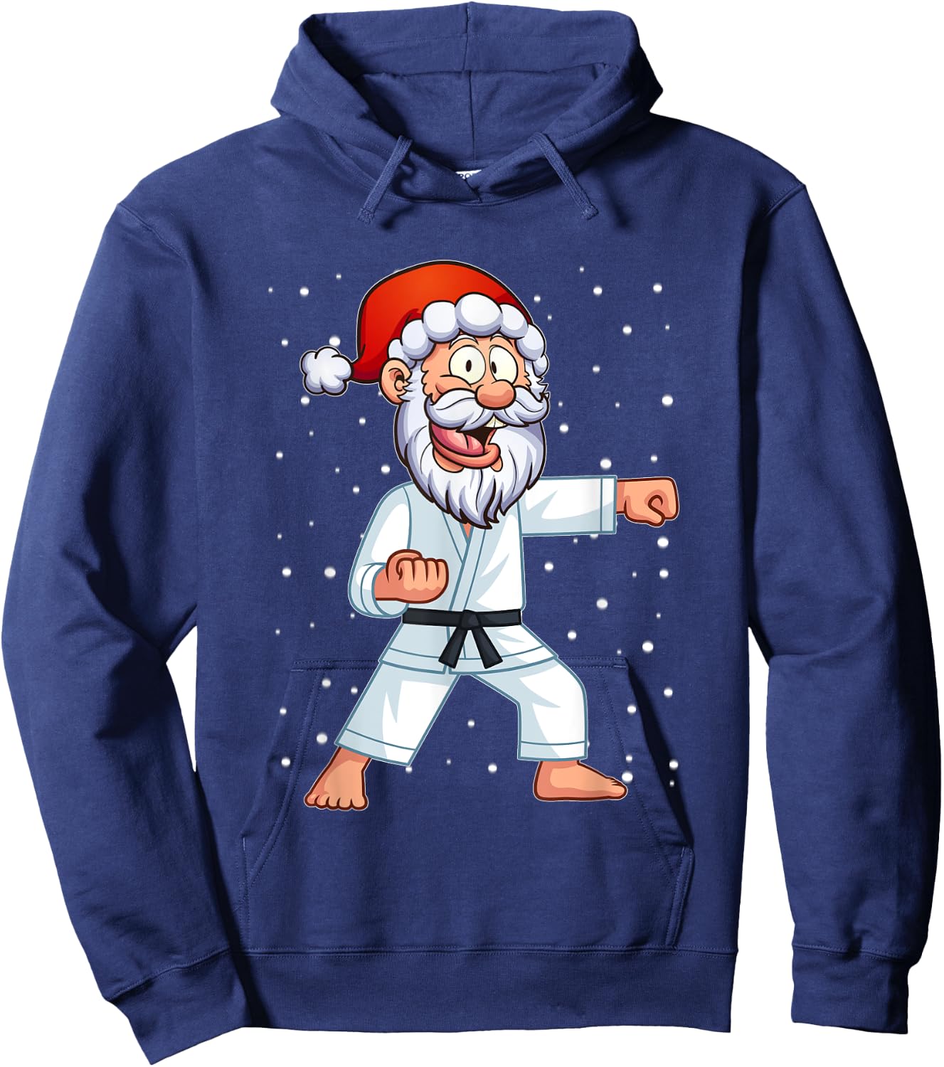 Funny Santa Hat Christmas Karate Kids Shirt For Boys Hoodie - Hoodie | Navy