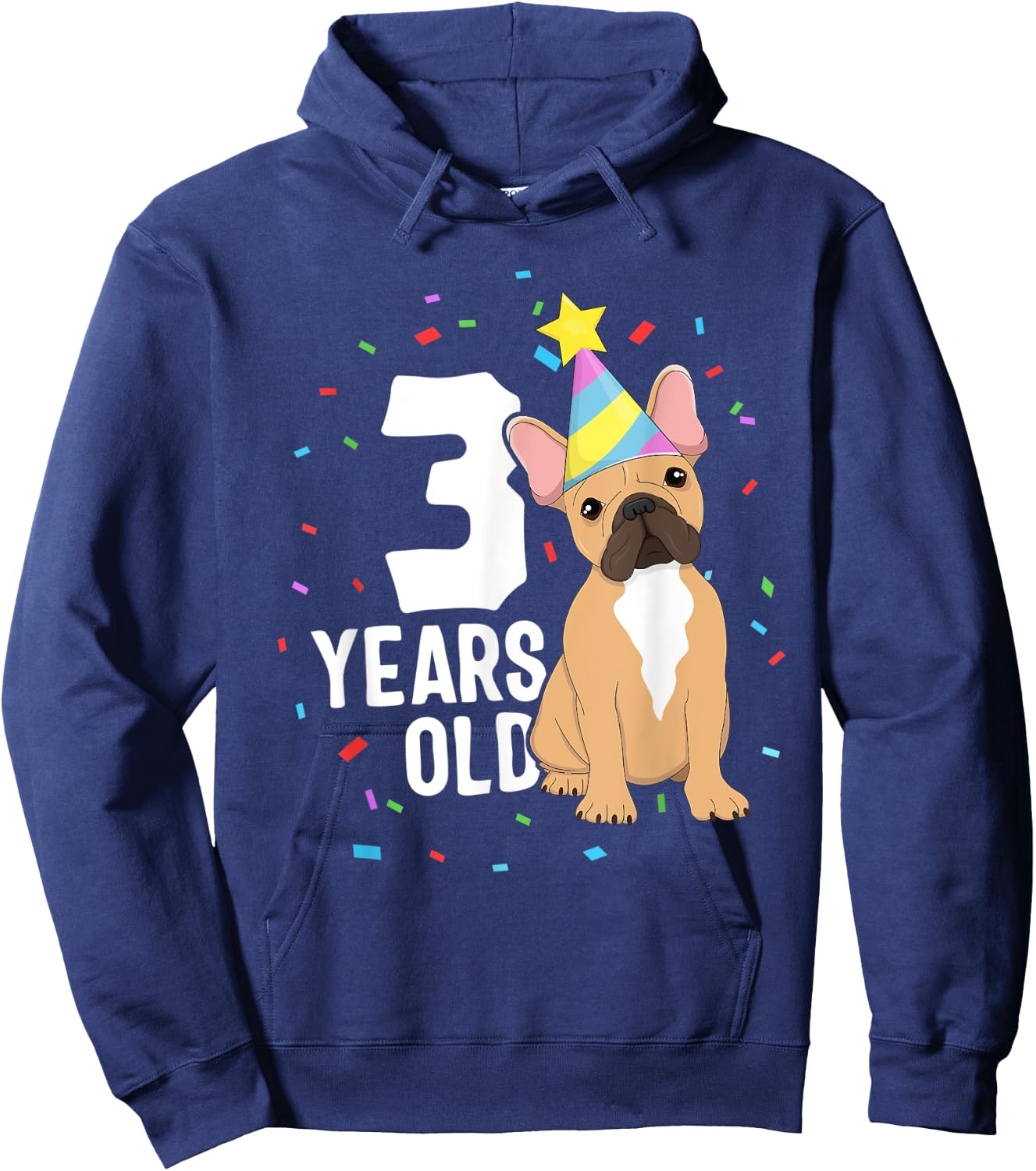 3 Years Old Birthday Outfit French Bulldog Dog Party 3rd Women Kids Hoodie - Hoodie | Navy