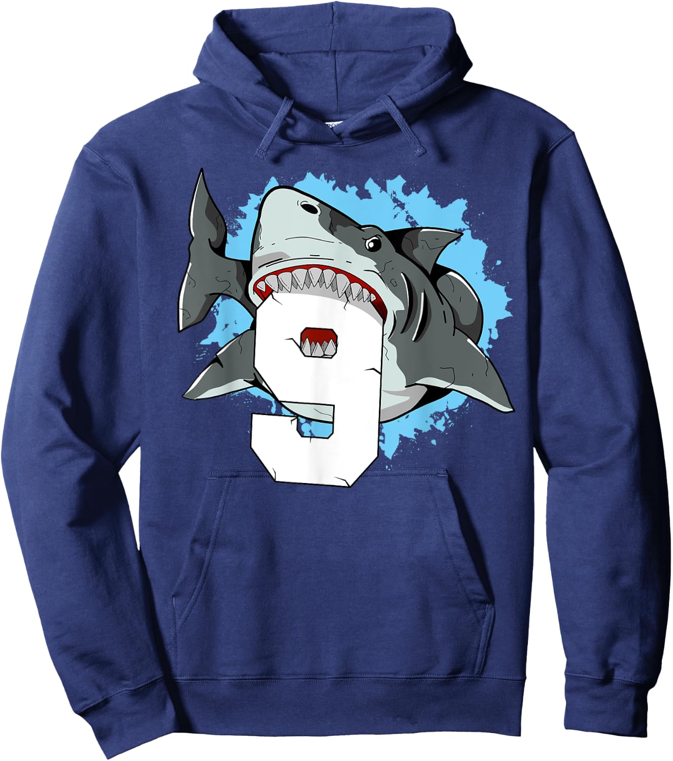 Shark 9th Birthday Boy 9 Nine Shark Theme Party Hoodie - Hoodie | Navy