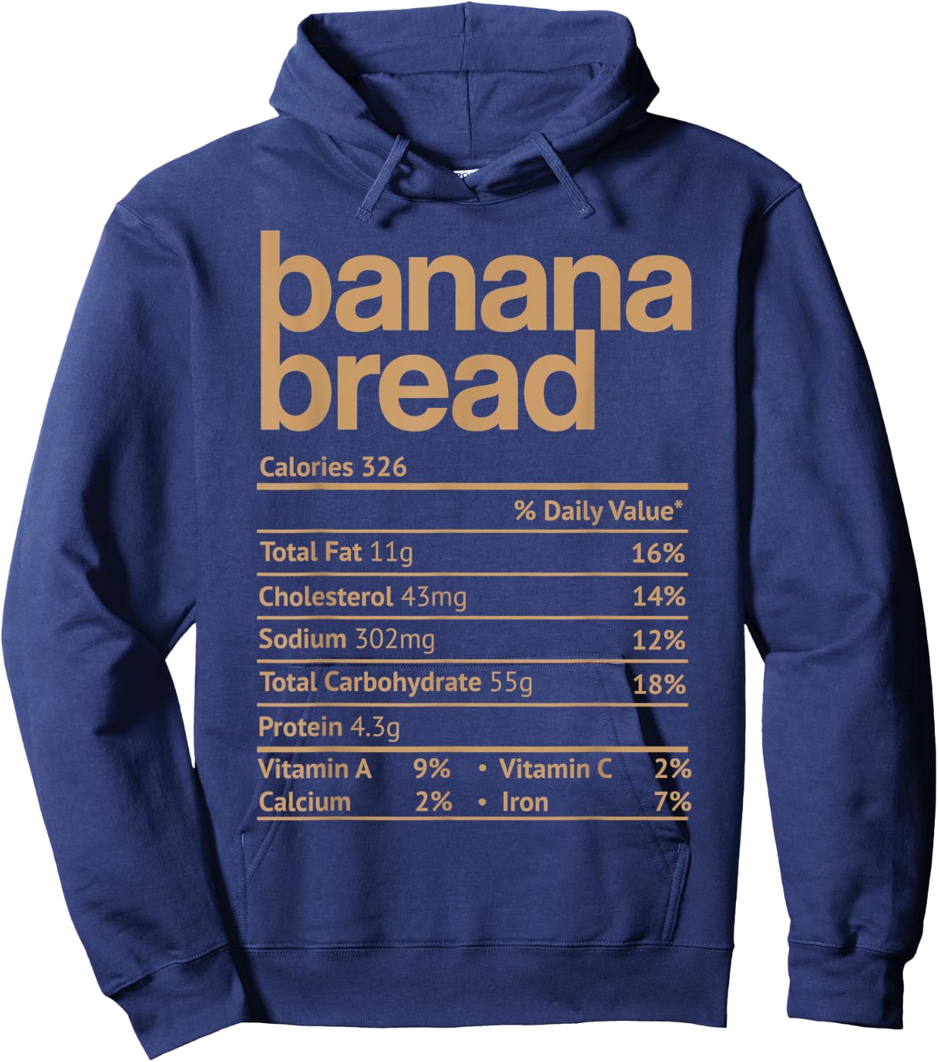 Banana Bread Nutrition Facts Funny Thanksgiving Christmas Hoodie - Hoodie | Navy