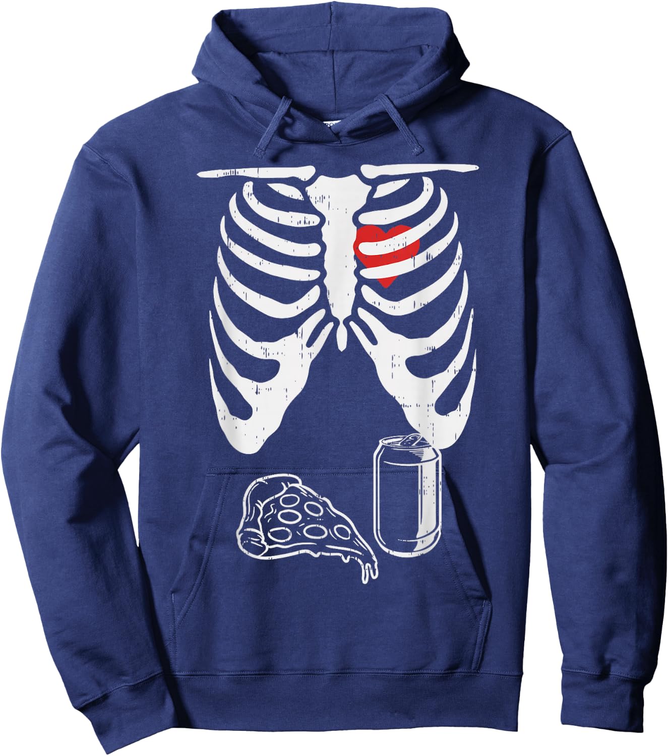 Halloween Pregnancy Skeleton Shirt Dad Husband Pizza Beer Hoodie - Hoodie | Navy