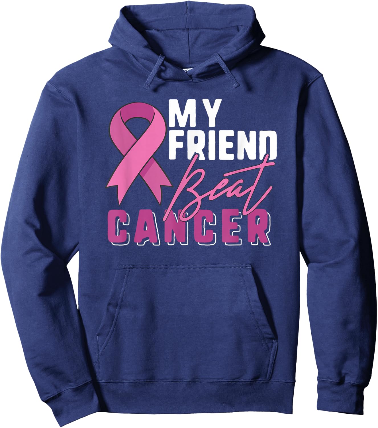 Breast Cancer Survivor Shirt Support Pink Ribbon Friend Beat Hoodie - Hoodie | Navy