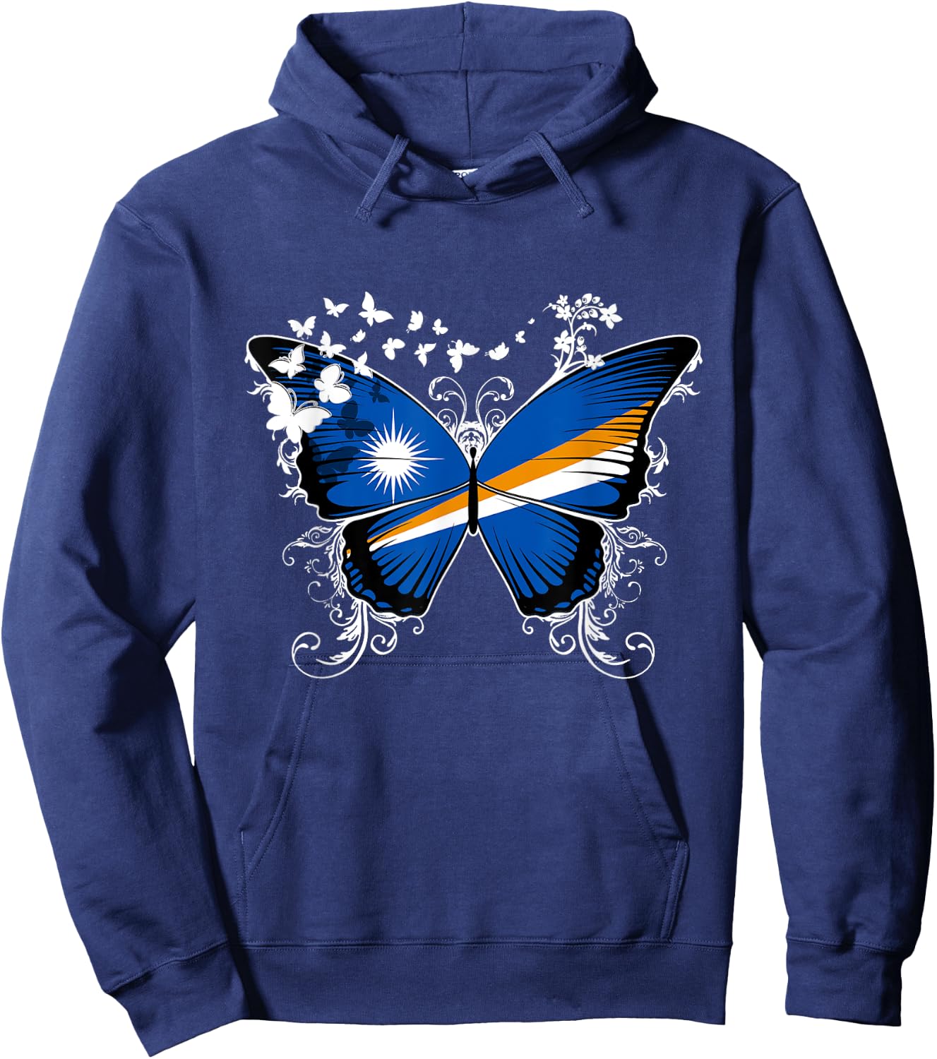 Marshall Islands Flag Shirt Butterfly Graphic T Shirt Hoodie - Hoodie | Navy