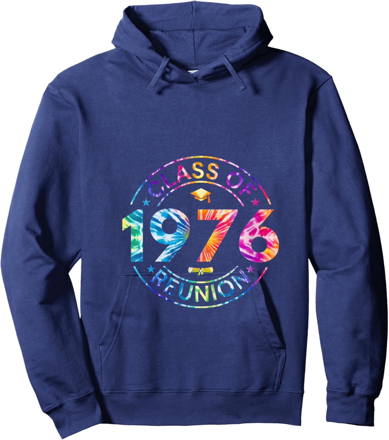 Women's Tie Dye Class of 1976 Reunion 76 Classmates Alumni Meeting V-Neck Hoodie - Hoodie | Navy
