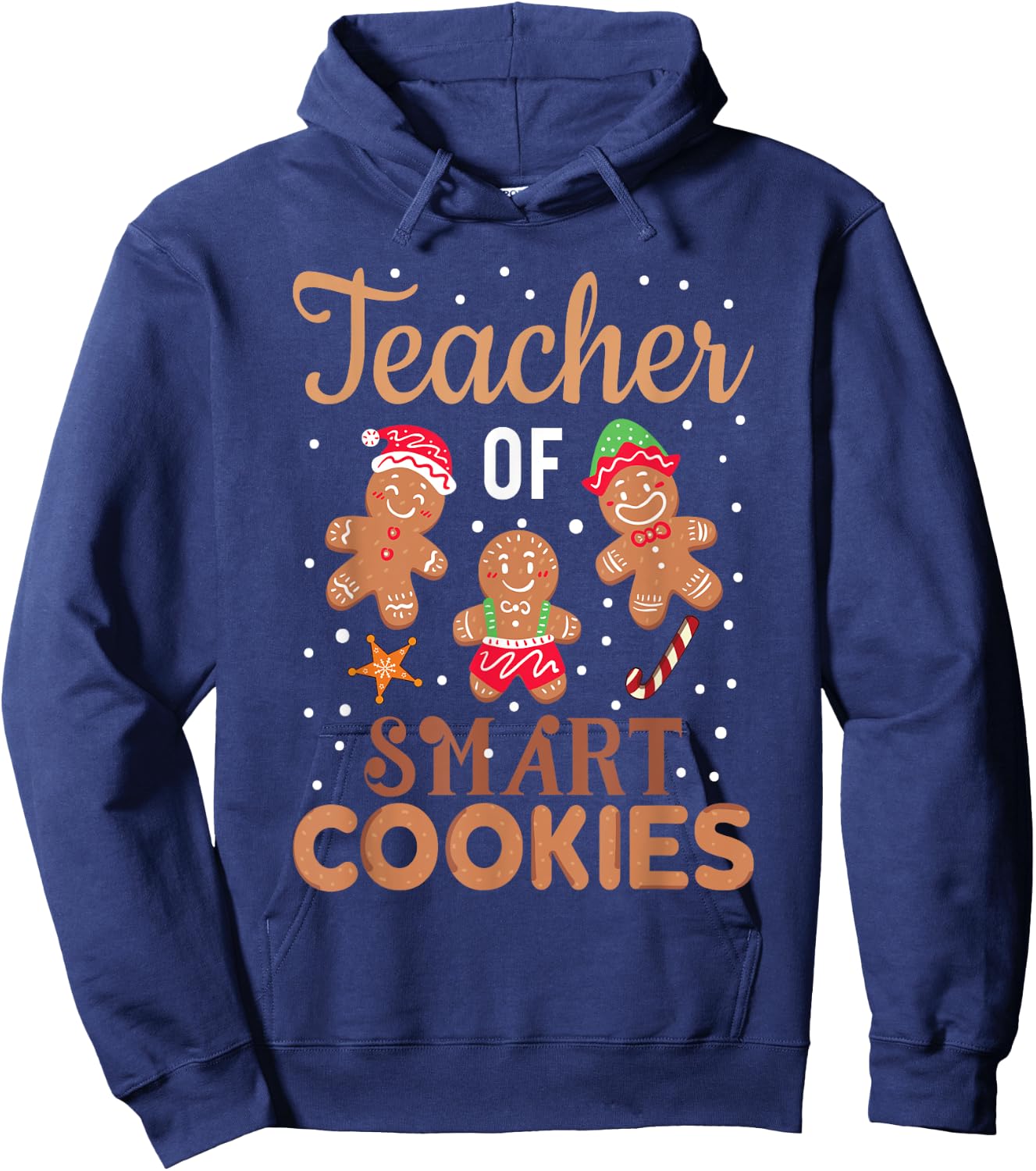 Christmas Teacher Cute Gingerbread Cookies Women Kids Hoodie - Hoodie | Navy