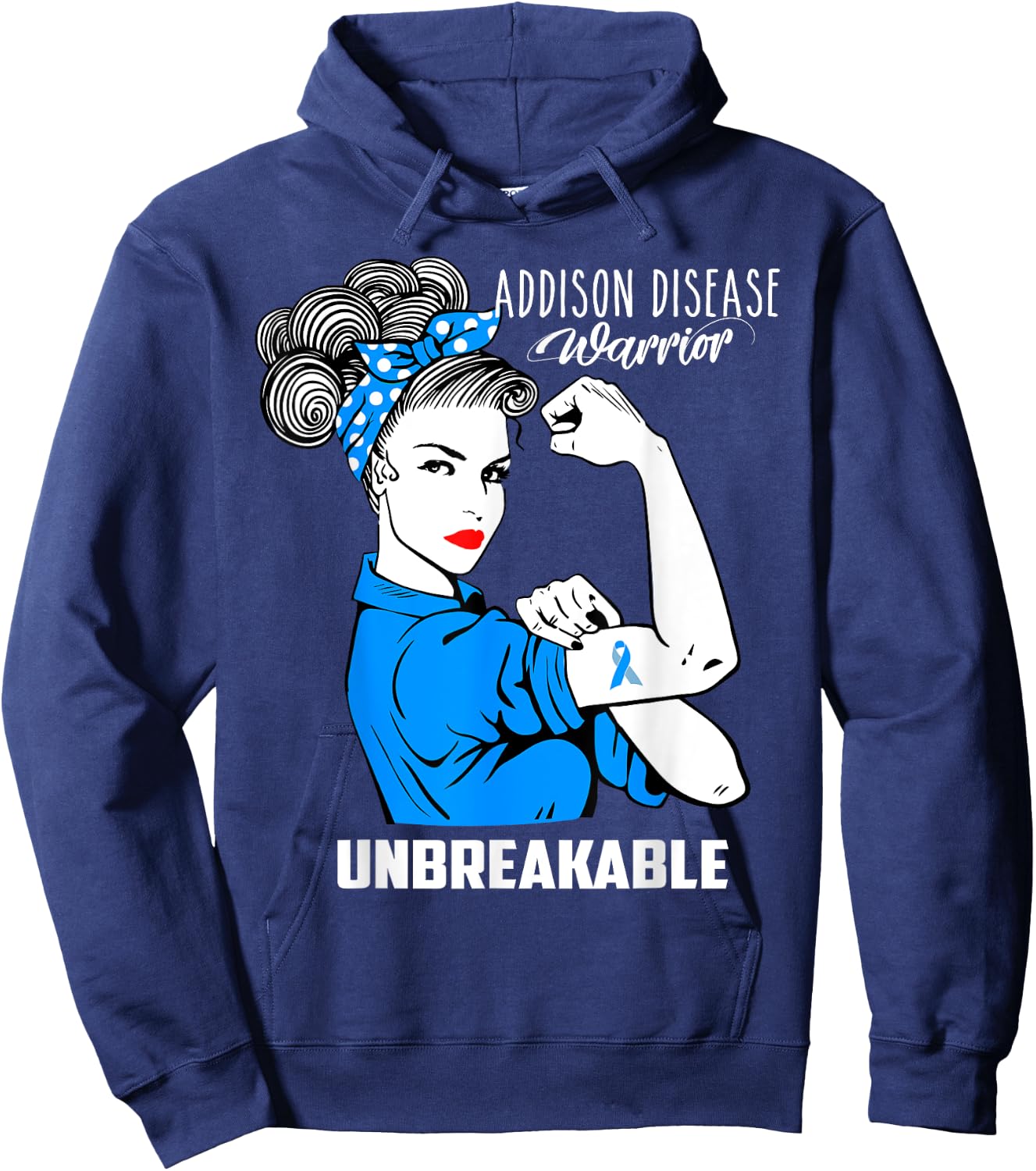 Addison's Disease Warrior Unbreakable Awareness Gift Hoodie - Hoodie | Navy