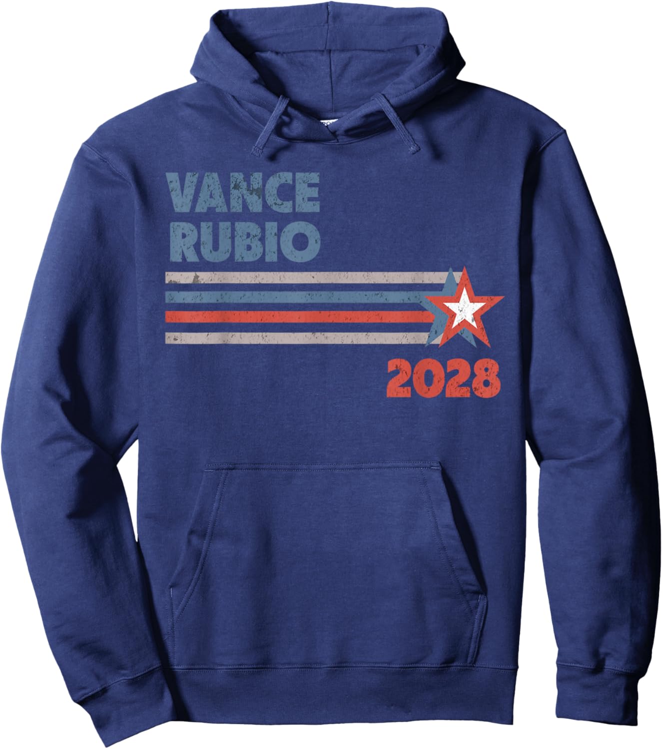 Vance Rubio 2028 Retro Stripe Republican for President Hoodie - Hoodie | Navy