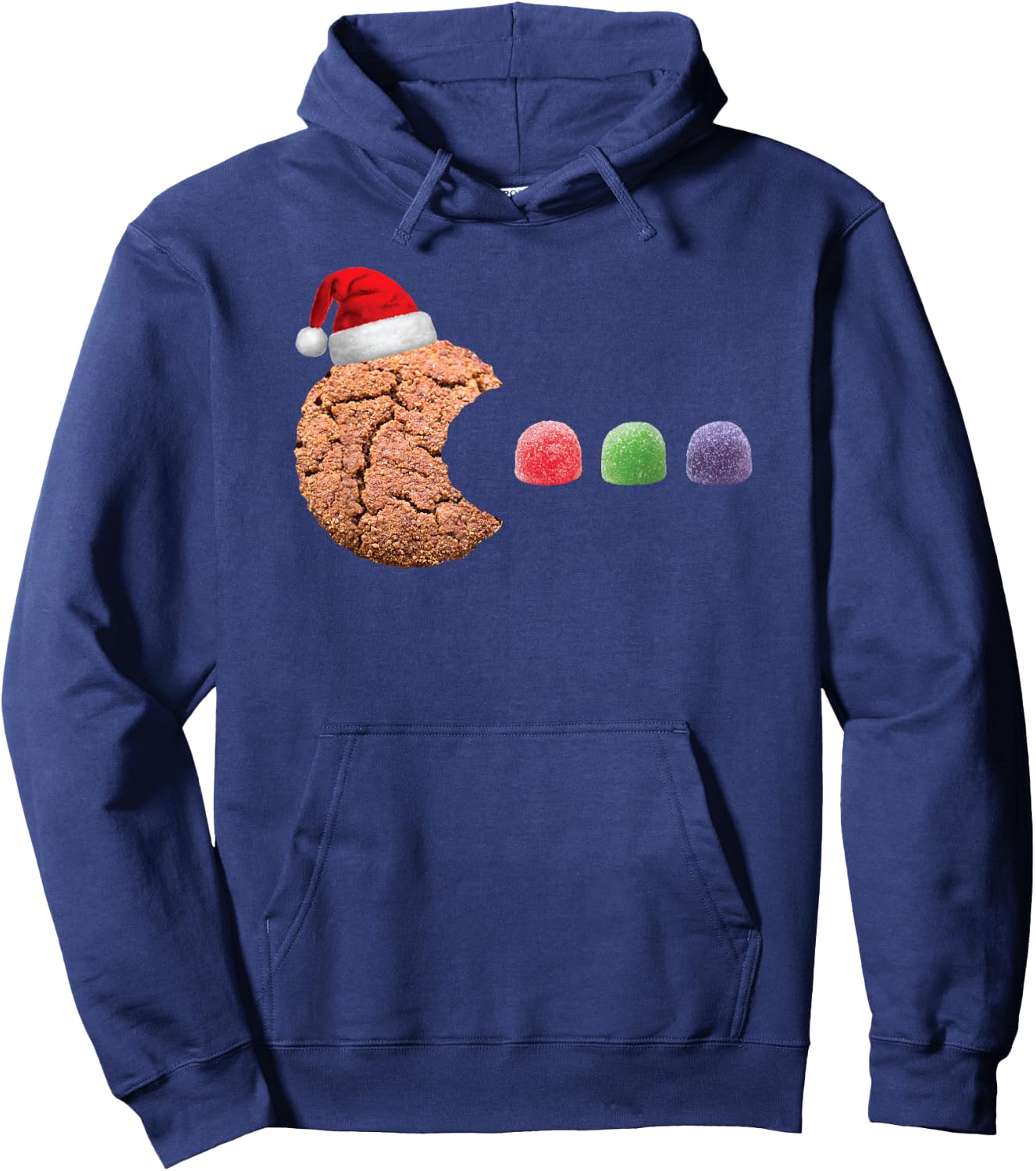 Funny 80's Retro Gamer Gingerbread Cookie Gumdrops Christmas Hoodie - Hoodie | Navy