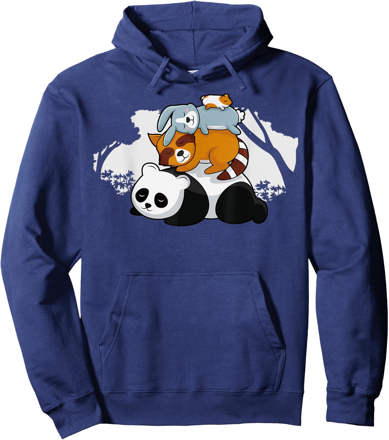 Panda Raccoon Rabbit Hamster Cute Sleeping Animals Pyramid Hoodie - Hoodie | Navy