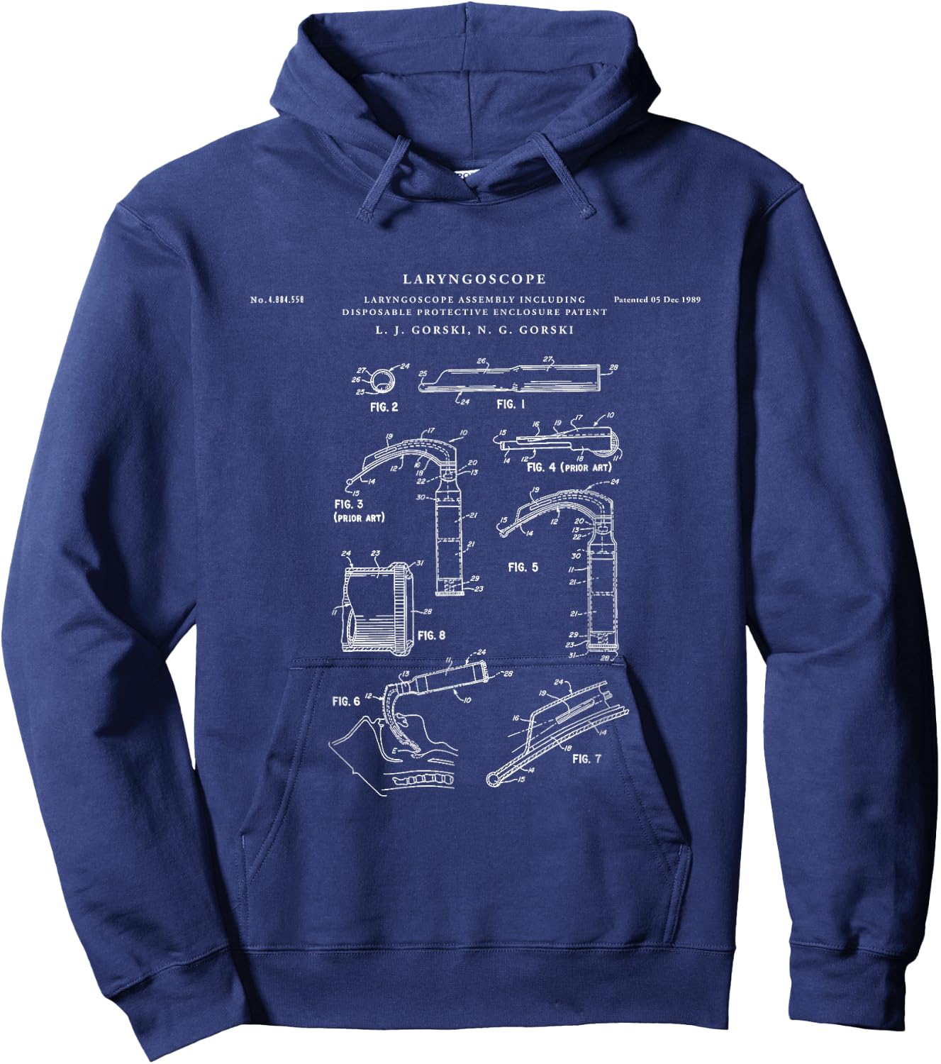 Laryngoscope Patent - laryngoscope Hoodie - Hoodie | Navy